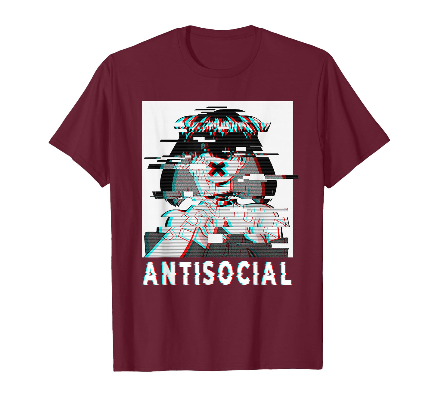Antisocial Anti Social Anime Goth Girl Vaporwave Glitch 90s T-Shirt