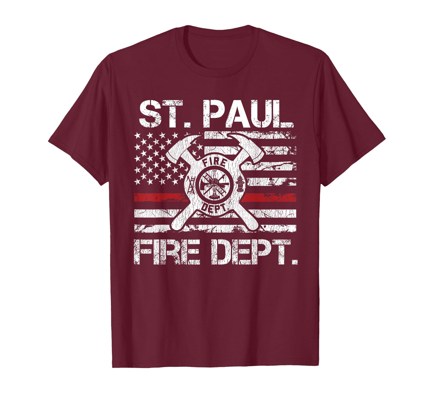 St Paul Minnesota Fire Department Thin Red Line Fireman T-Shirt