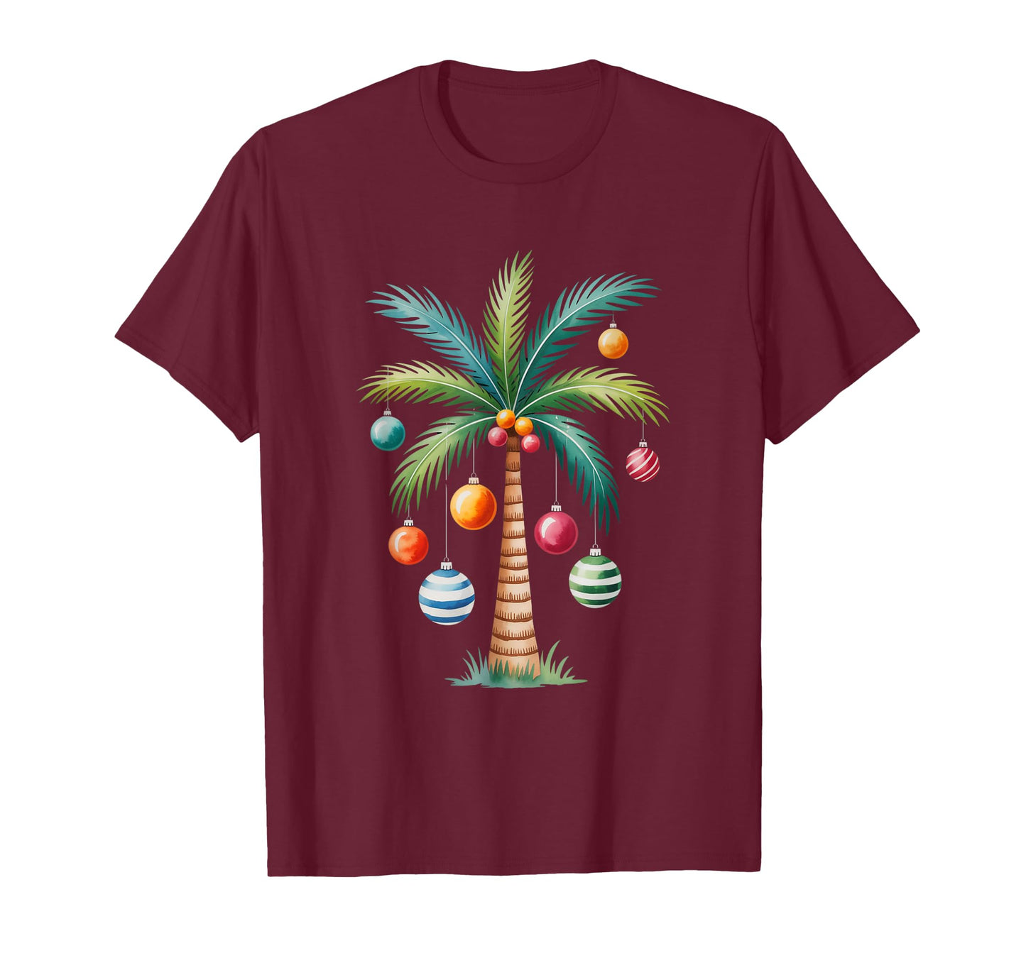 Christmas Palm Tree Lights Tropical Holiday Island T-Shirt
