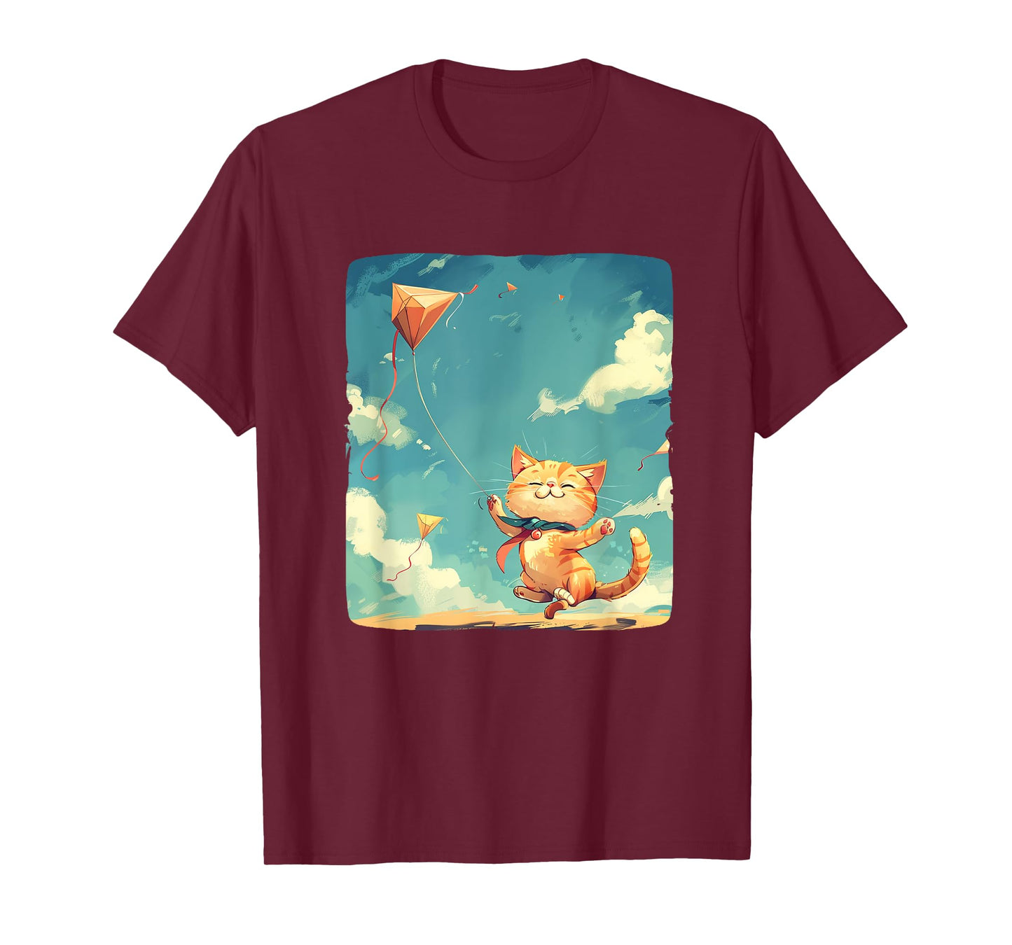 Cat Flies Kites Emblem for a Joyful Flight T-Shirt