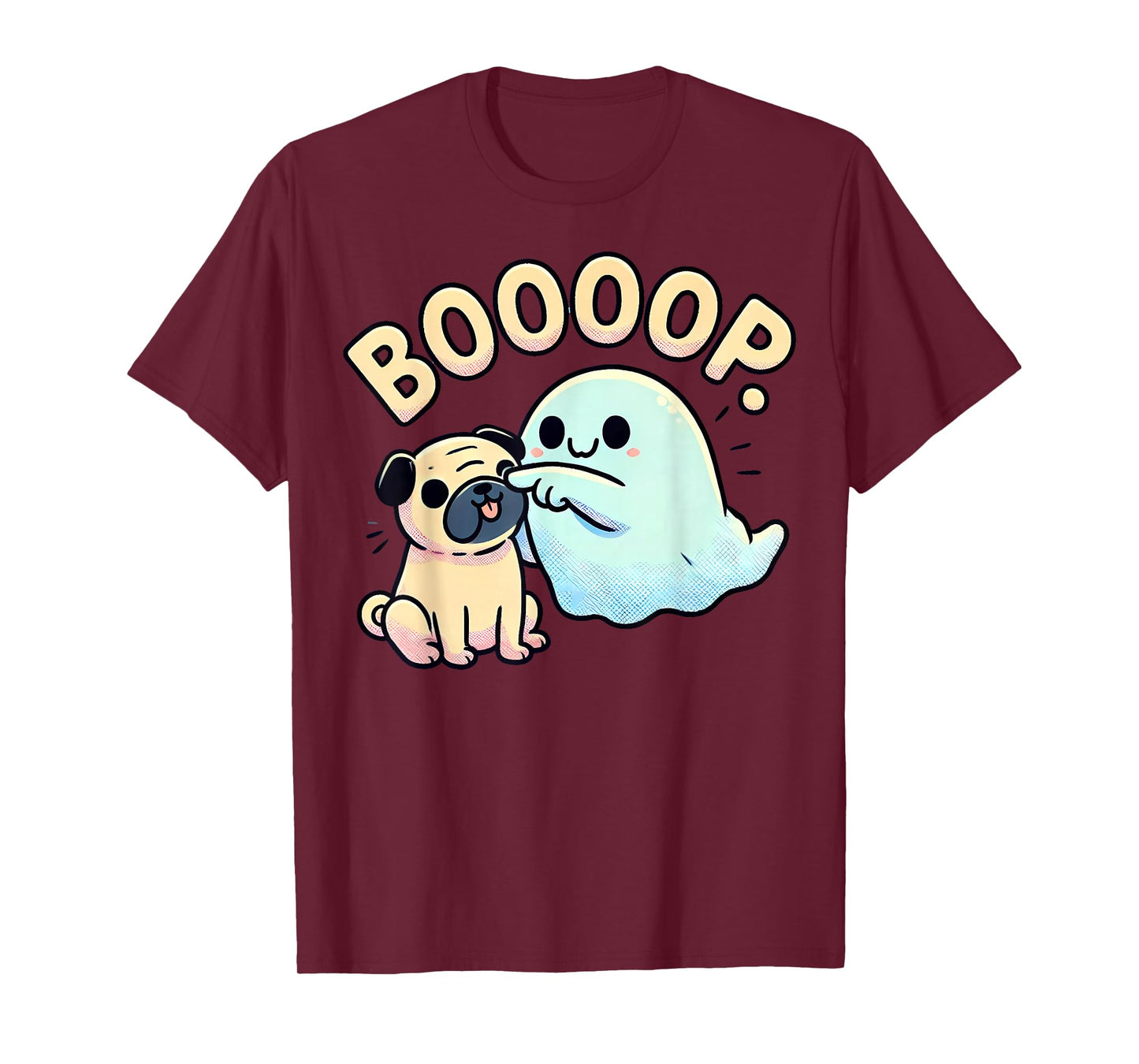 Funny Halloween Ghost Pug Boop Silly Puppy Dog Humor T-Shirt