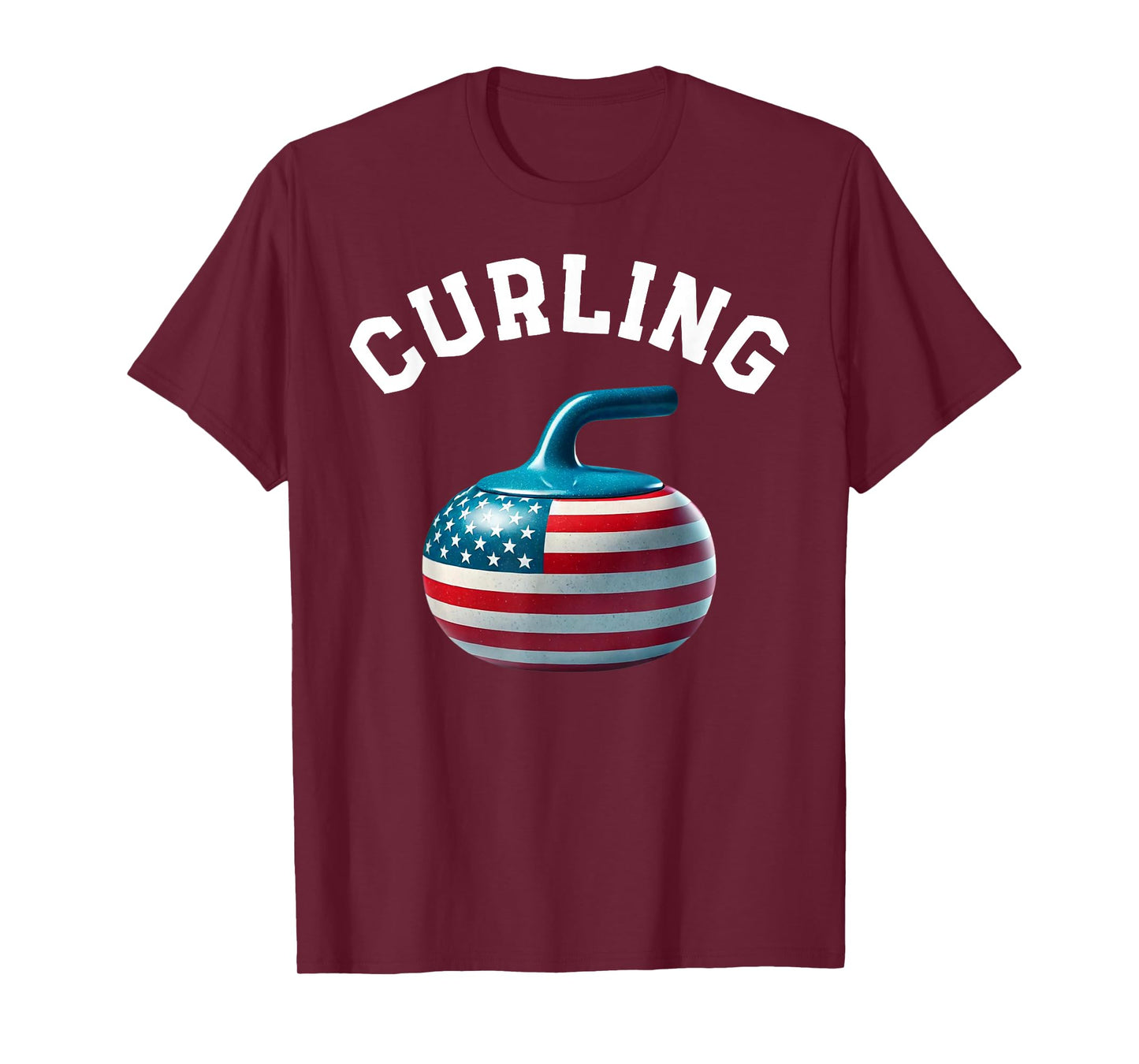 American Flag Curling USA 4th of July Man Woman T-Shirt T-Shirt