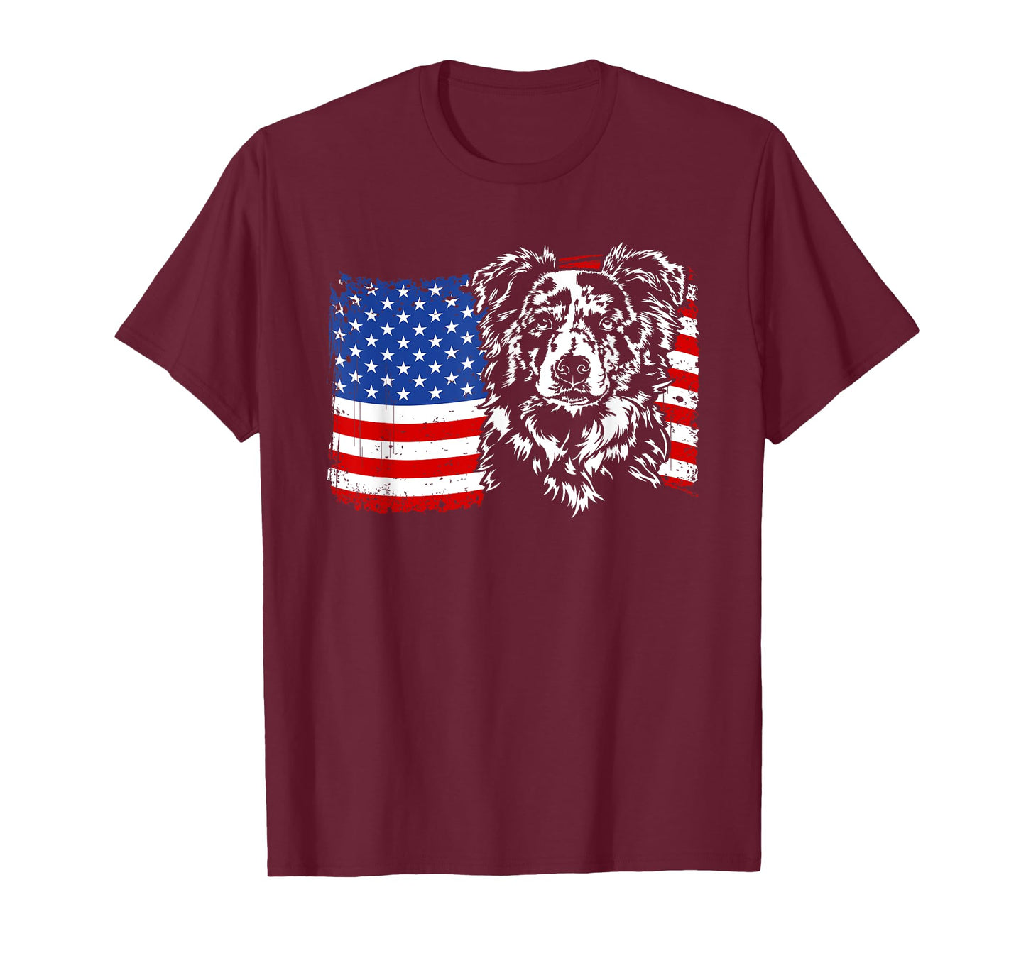 Proud merle Border Collie American Flag patriotic dog gift T-Shirt