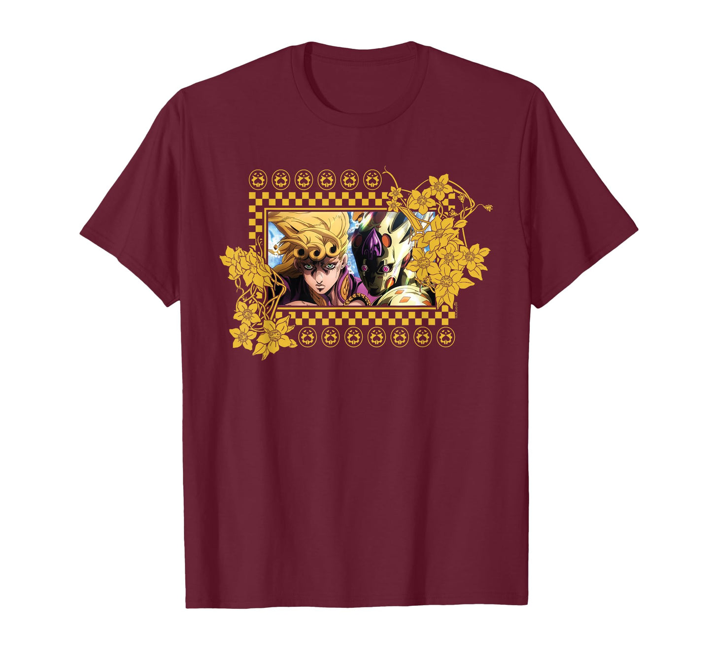 JoJo's Bizarre Adventure Giorno Ornate Gold Leaf Frame Anime T-Shirt