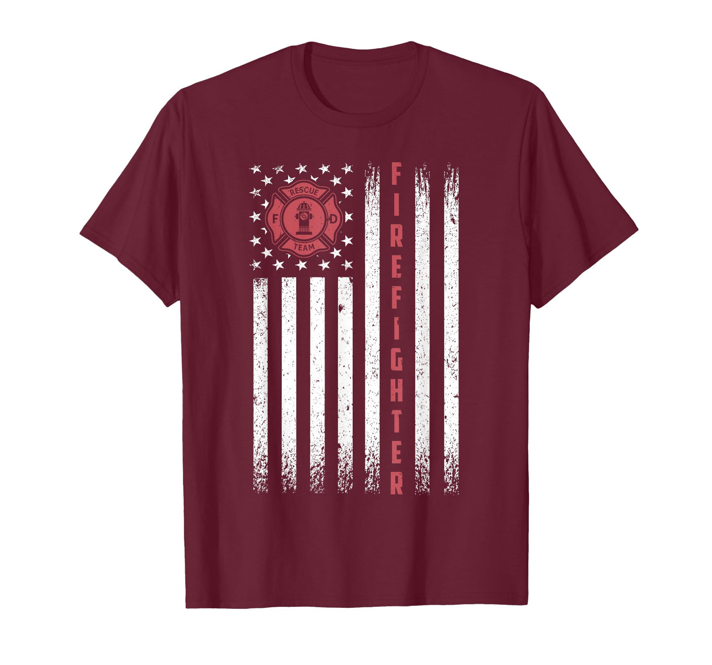 Firefighter Patriotic Usa American Flag T-Shirt