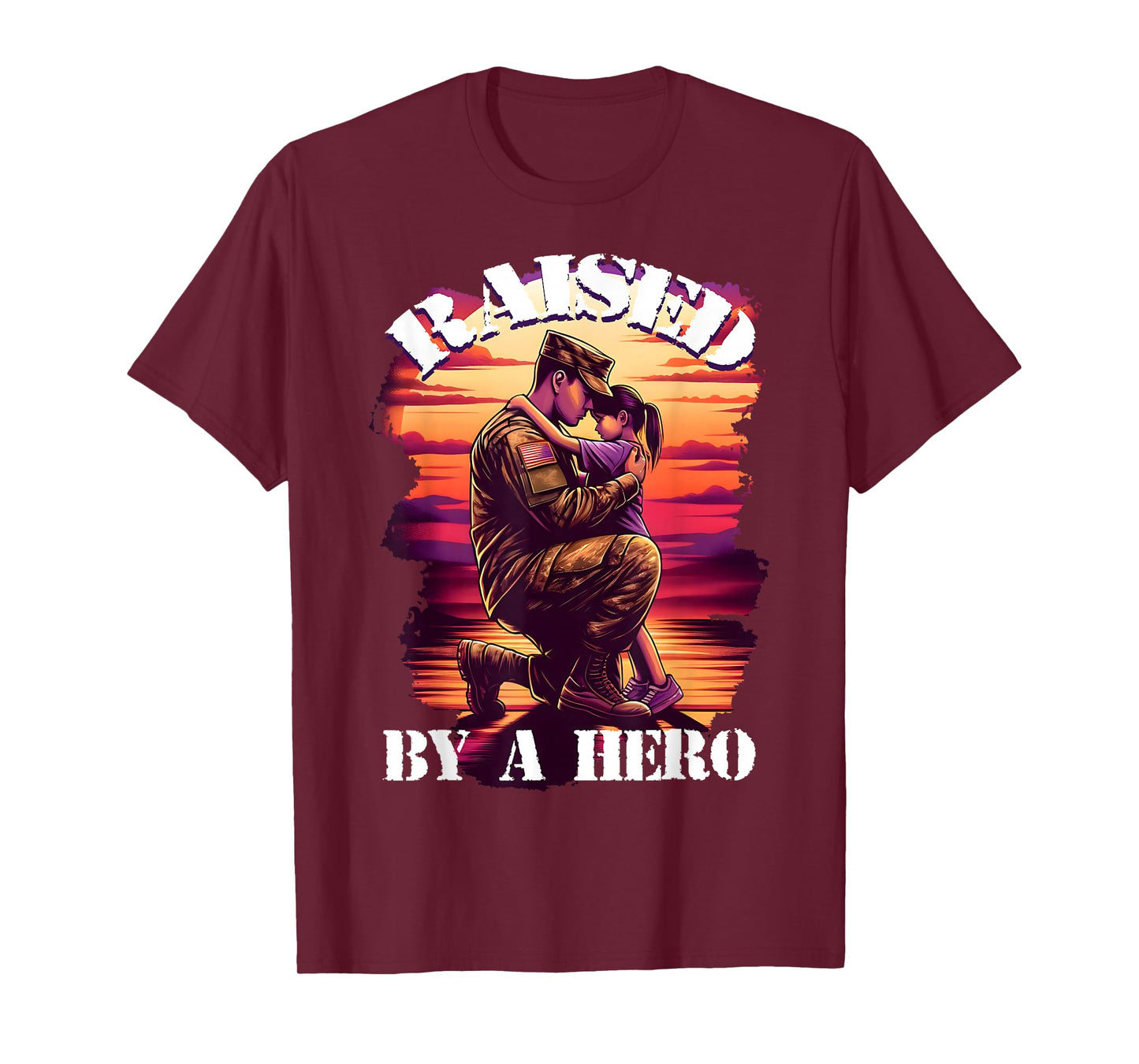 Raised by a Hero Military Father and Daughter Military Kids T-Shirt