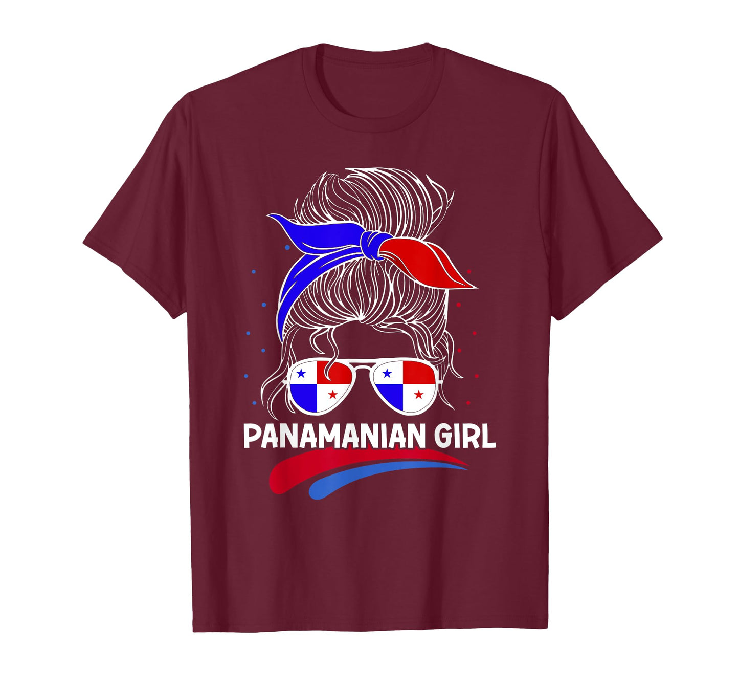 Panama Women Panamanian Flag With Messy Bun National Colors T-Shirt
