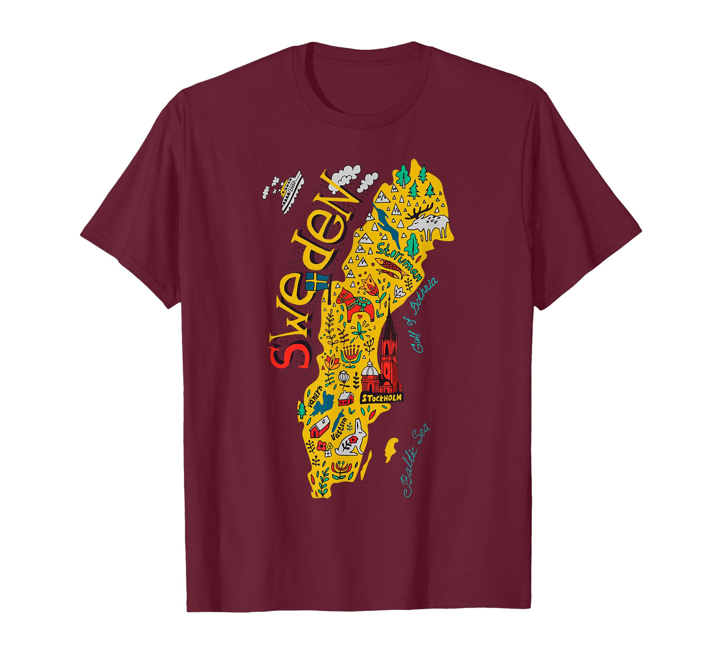 Travel Europe Sweden Map Stockholm Swedish Family Vacation T-Shirt