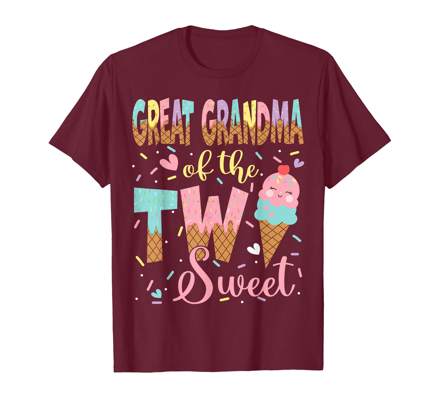 Great Grandma Of The Two Sweet 2Nd Birthday Girl Ice Cream T-Shirt