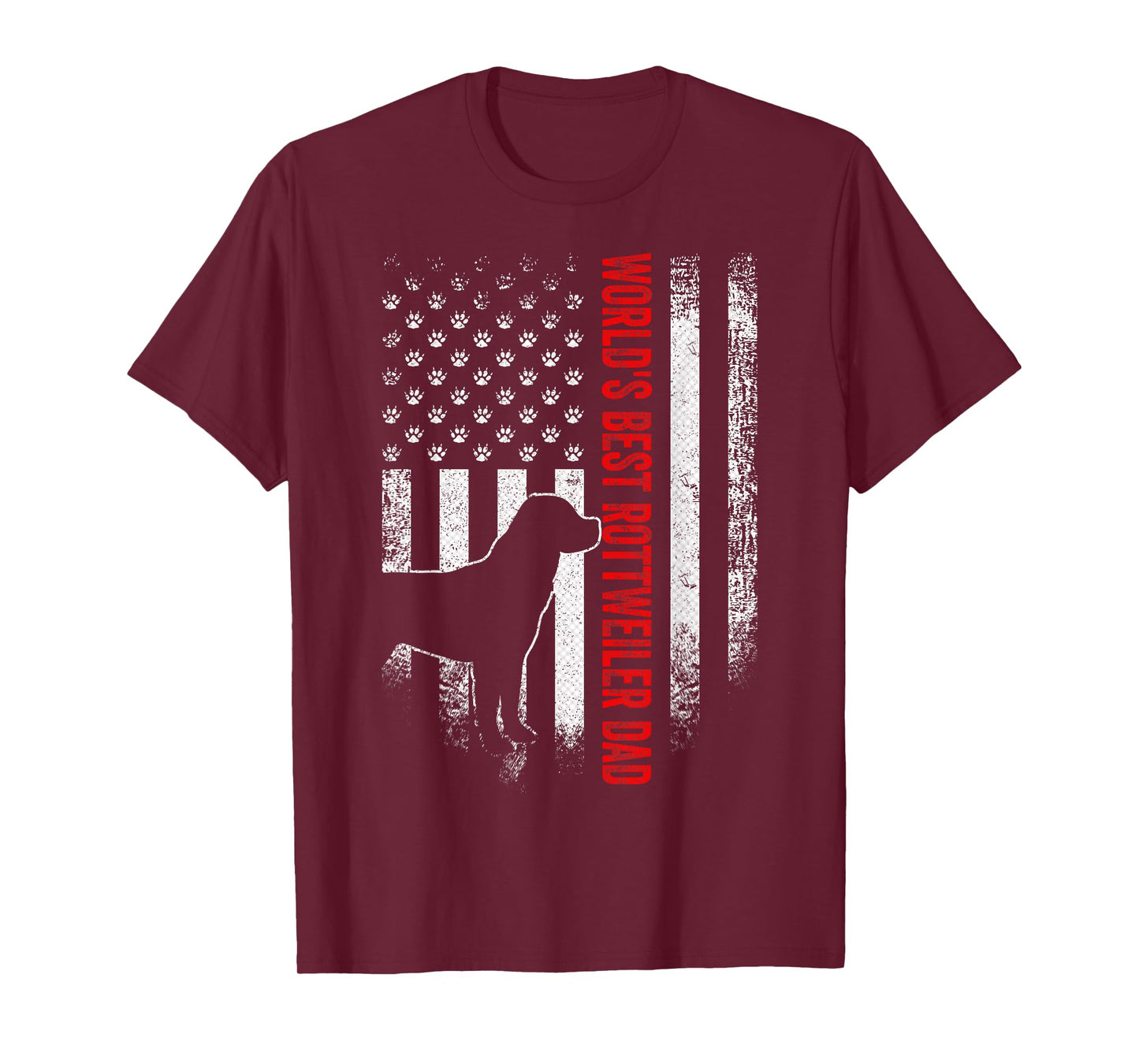 Vintage American Flag World's Best Rottweiler Dad Silhouette T-Shirt