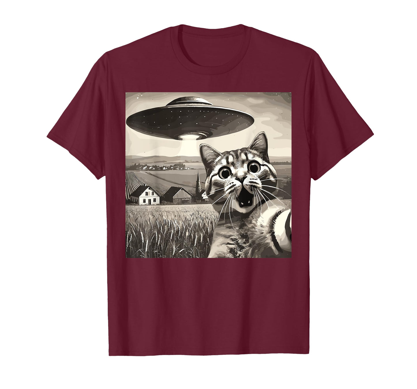 Cat Selfie With Alien UFO Funny Cat T-Shirt