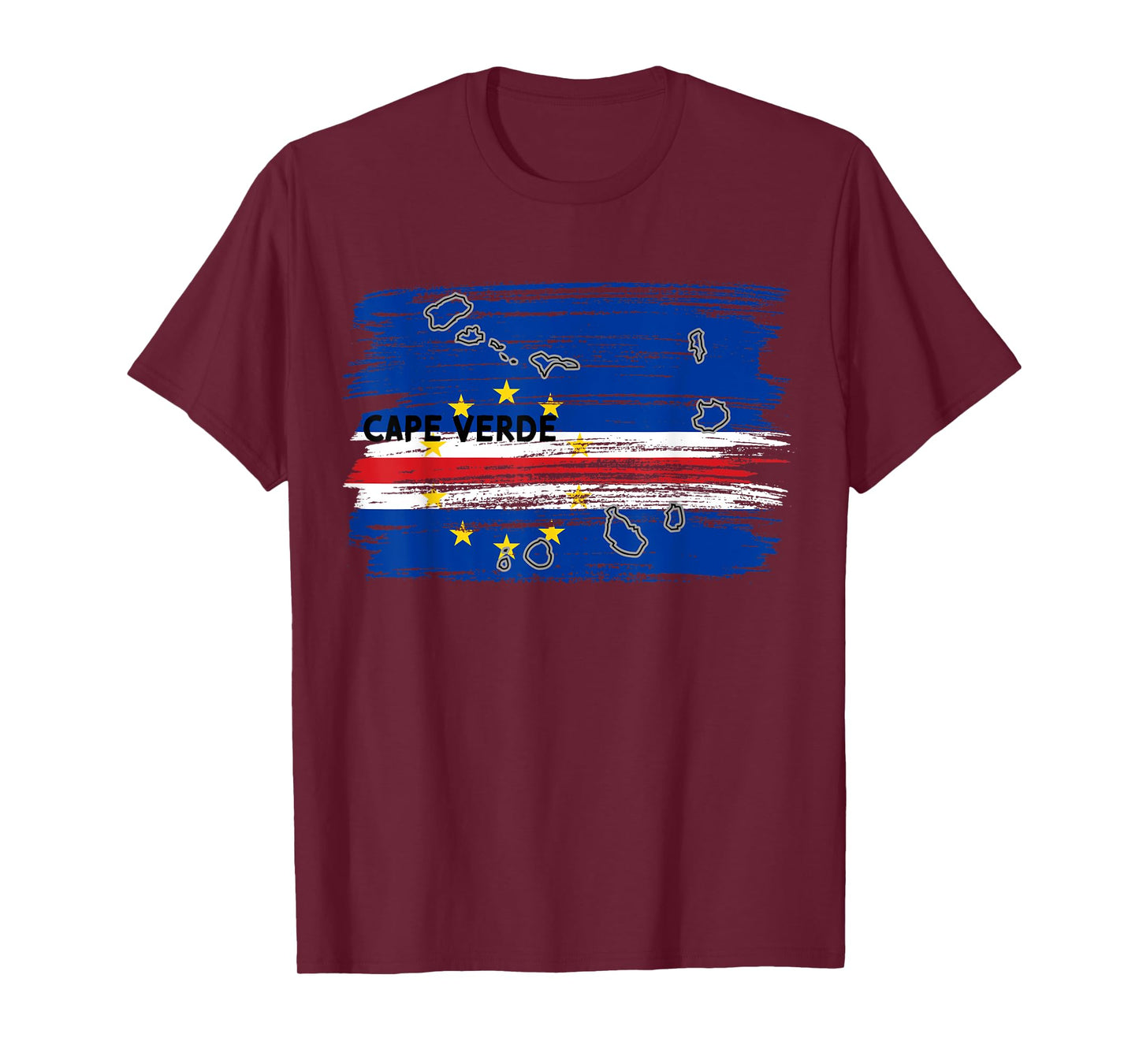 Cape Verdean flag drawing by brush, sketch of Cape Verde map T-Shirt