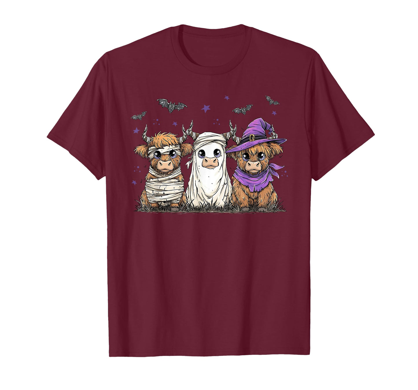 Halloween Highland Cow Witchy Cow Spooky Pumpkin Cow Ghost T-Shirt