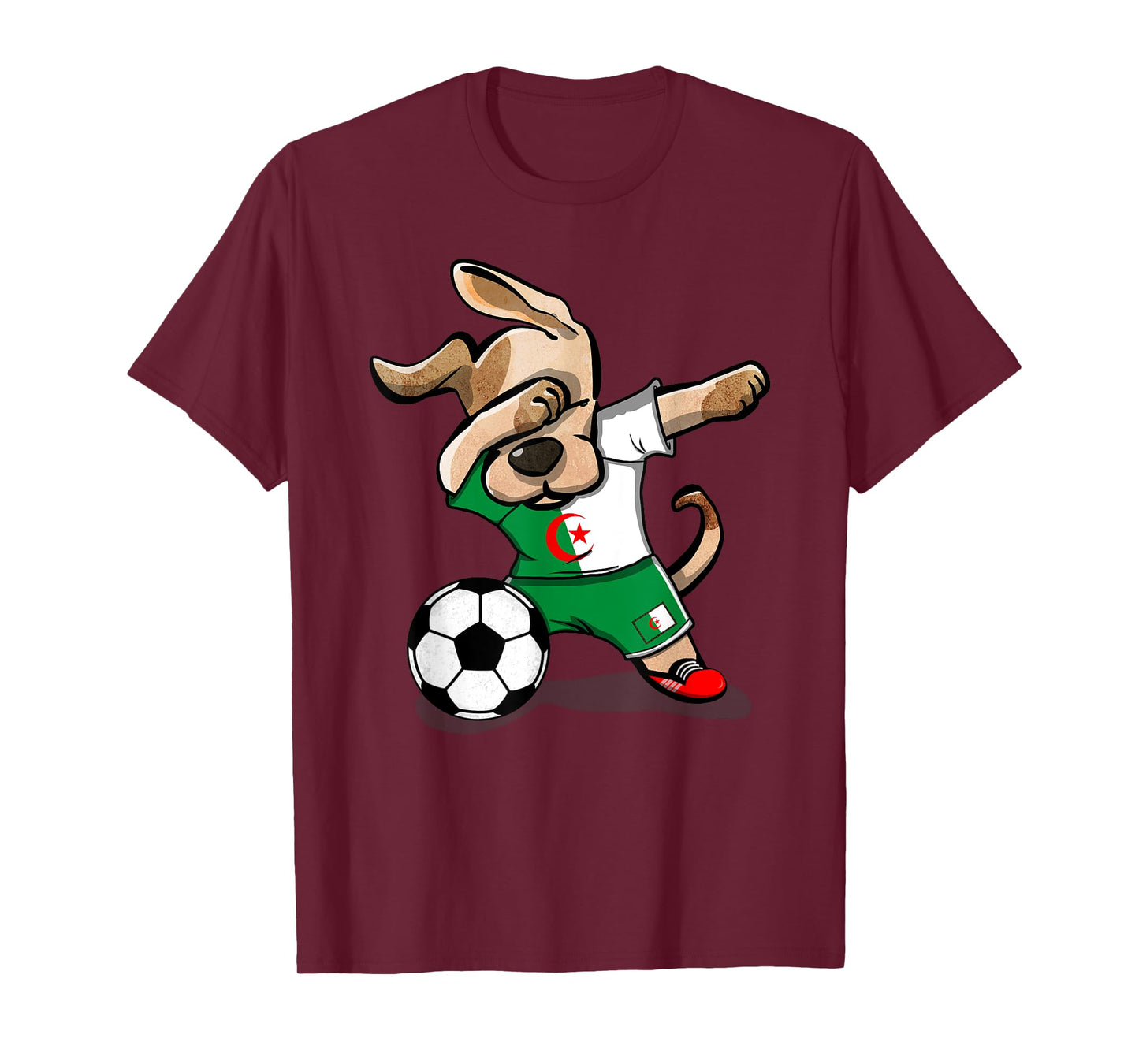 Dabbing Dog Algeria Soccer Jersey Algerian Football Lover T-Shirt