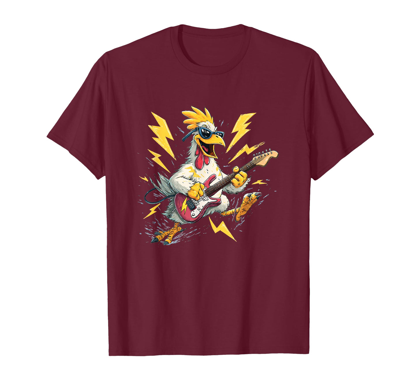 Bold Shades Chicken with Cool Electric Guitar Costume T-Shirt