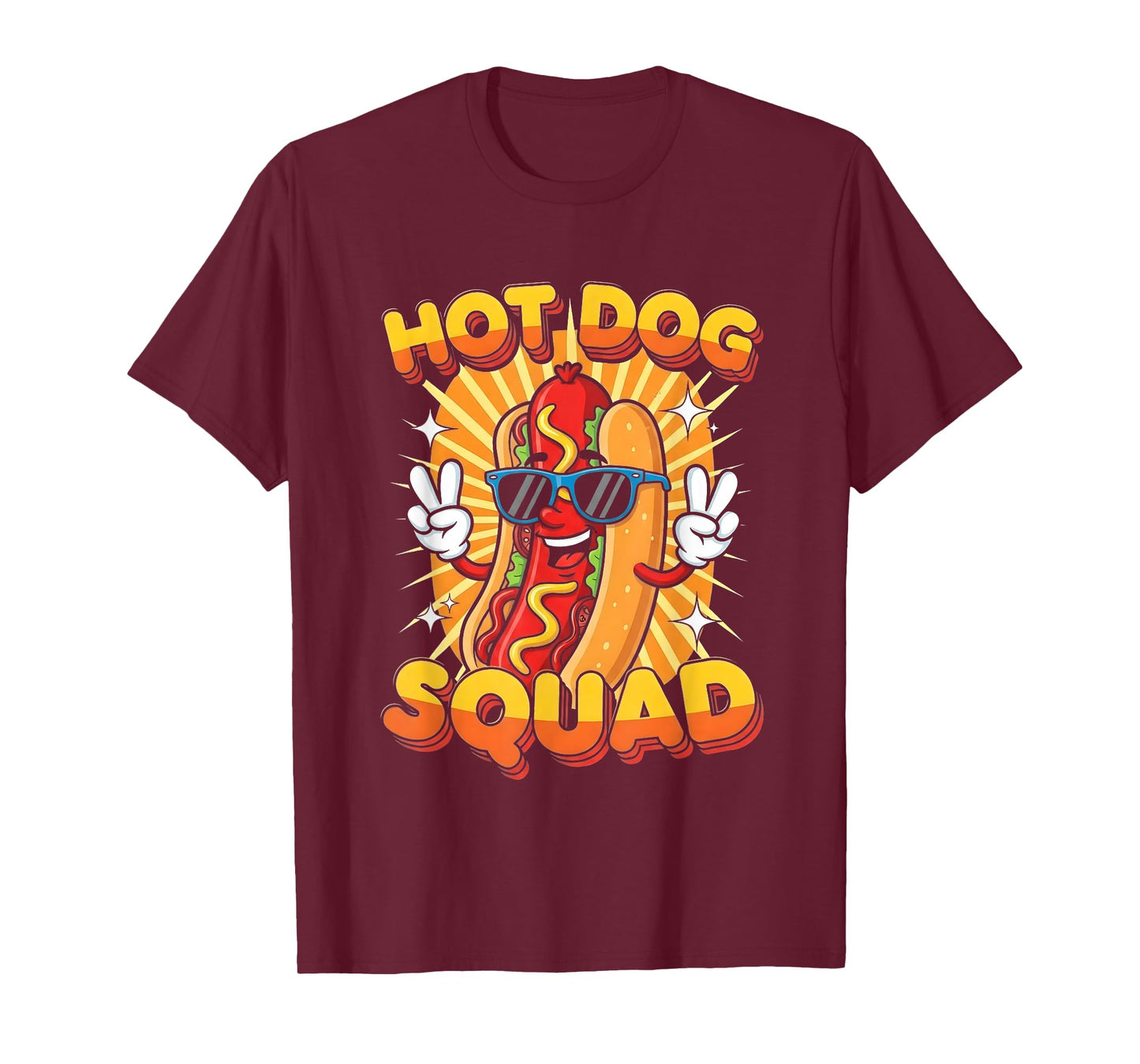 Hot Dog With Sunglasses Flashing Peace Sign Hot Dog Squad T-Shirt