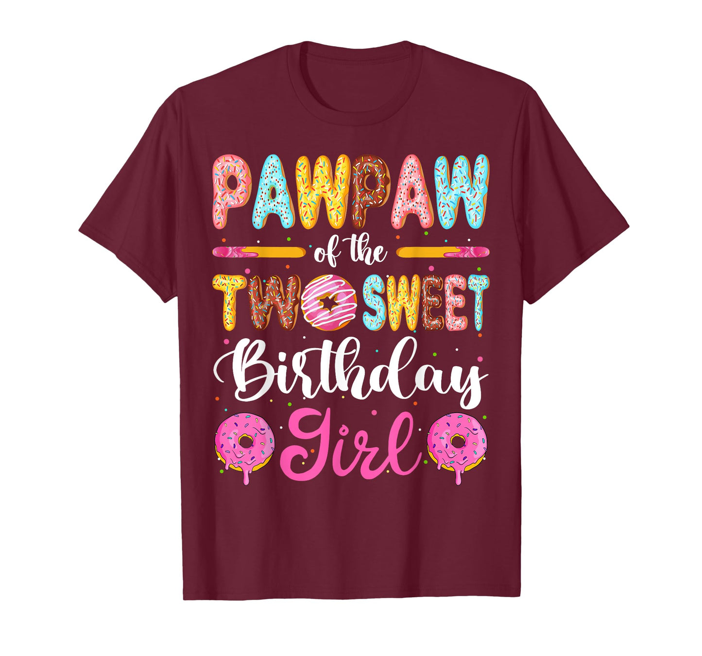 Pawpaw Of The Two Sweet Birthday Girl Donut 2nd Birthday T-Shirt