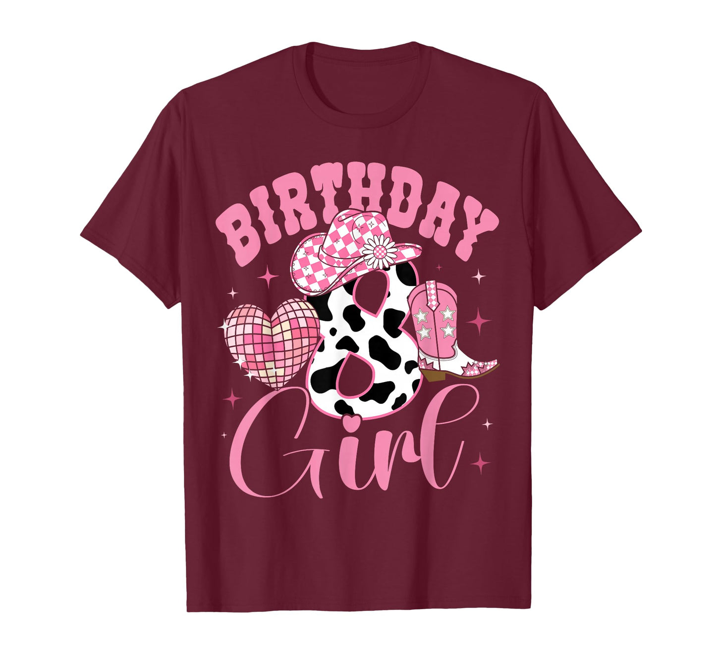 Happy 8th Birthday Girl Outfit Rodeo Western Cowgirl Cowboy T-Shirt