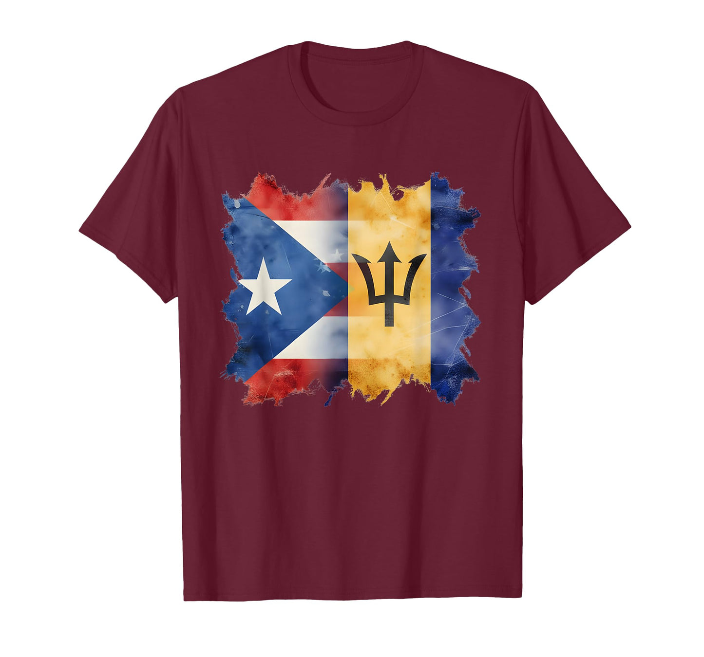 Half Puerto Rican and Barbadian Flag Boricua Roots Combine T-Shirt