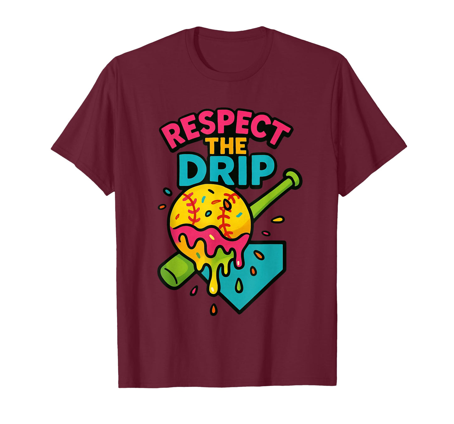 Softball Drip Ice Cream Sports Pitcher Homerun Strikeout T-Shirt