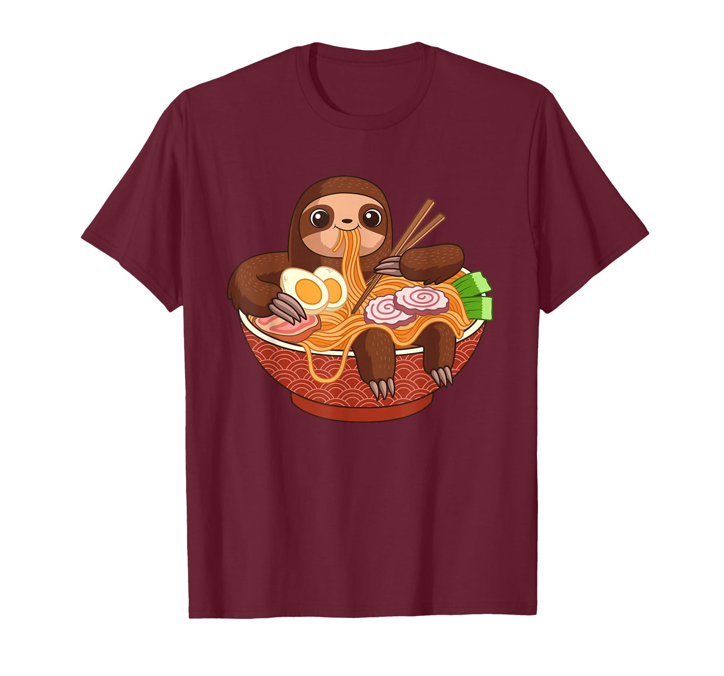 Kawaii Cute Anime Sloth Otaku Japanese Ramen Noodles T-Shirt