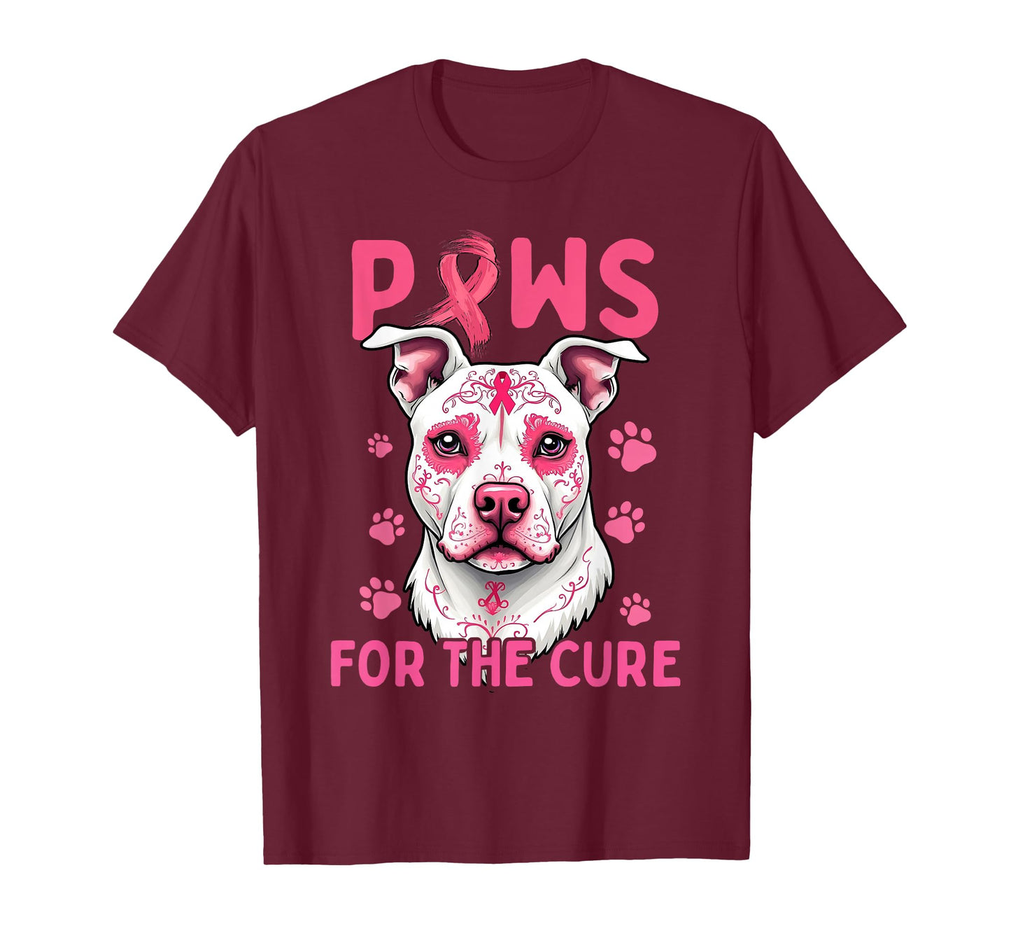 Breast Cancer Awareness Month Paws For The Cure Pitbull T-Shirt