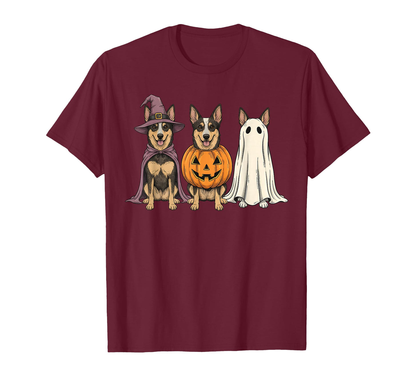 Spooky Ghost Australian Kelpie Pumpkin Halloween Dog Lover T-Shirt