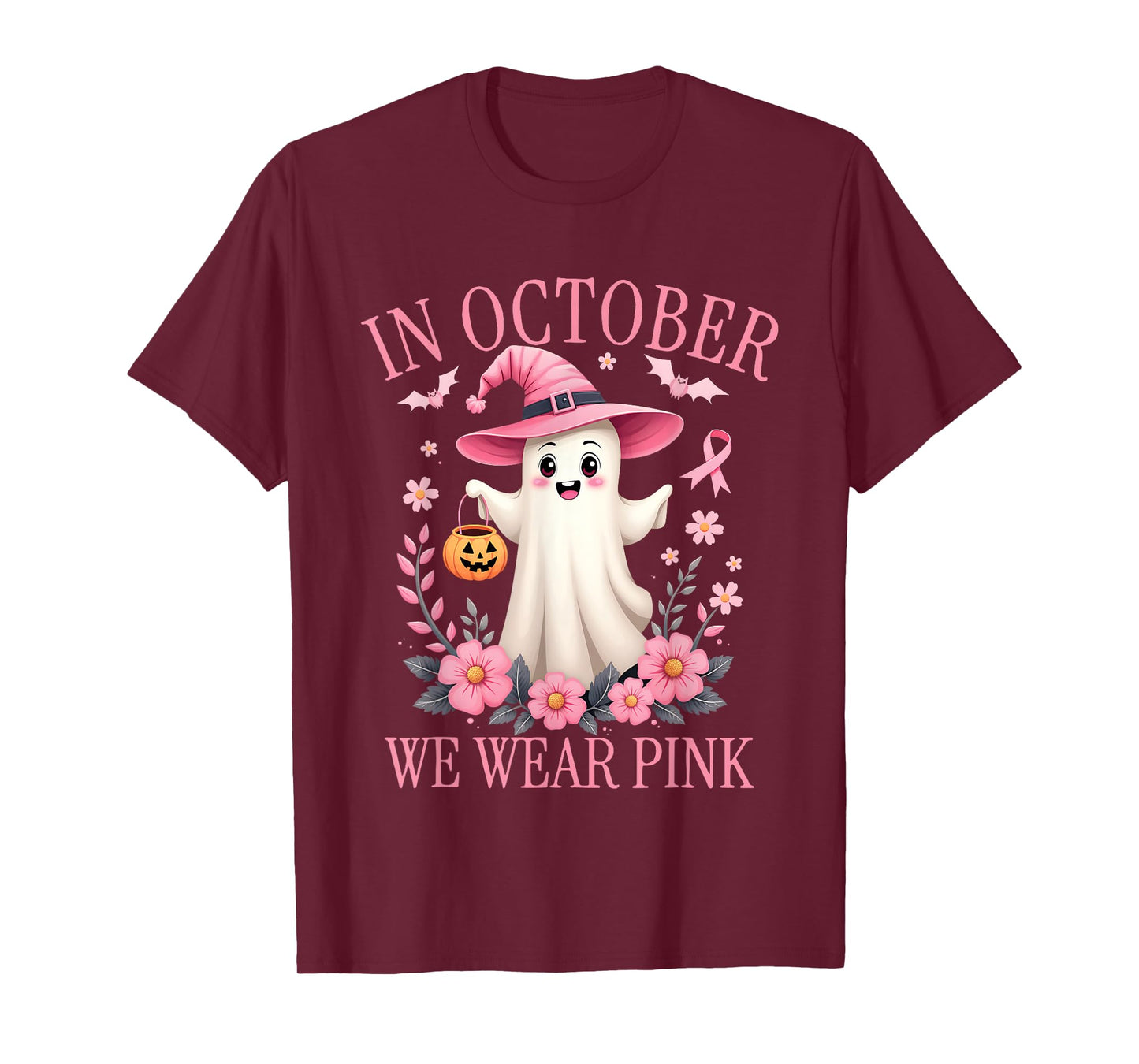 In October We Wear Pink Breast Cancer Awareness Halloween T-Shirt