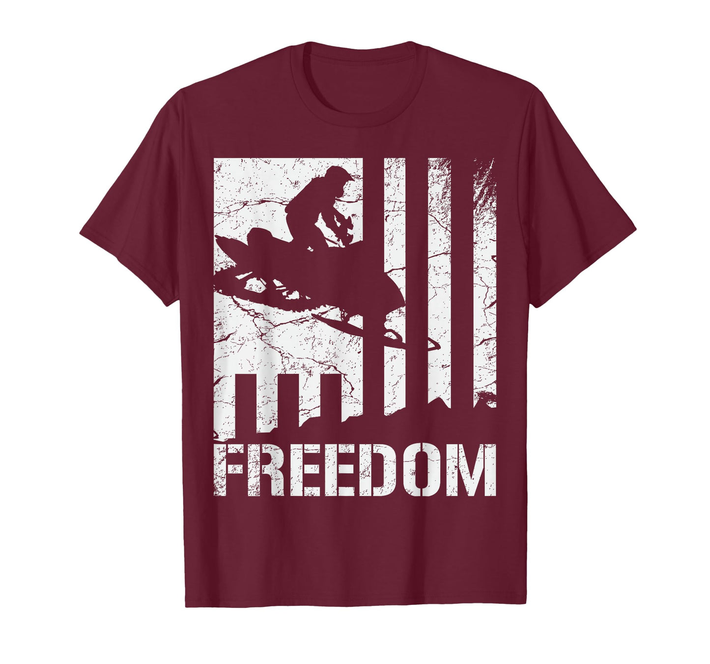 Snowmobile Snowmobiling Freedom Flag T-Shirt