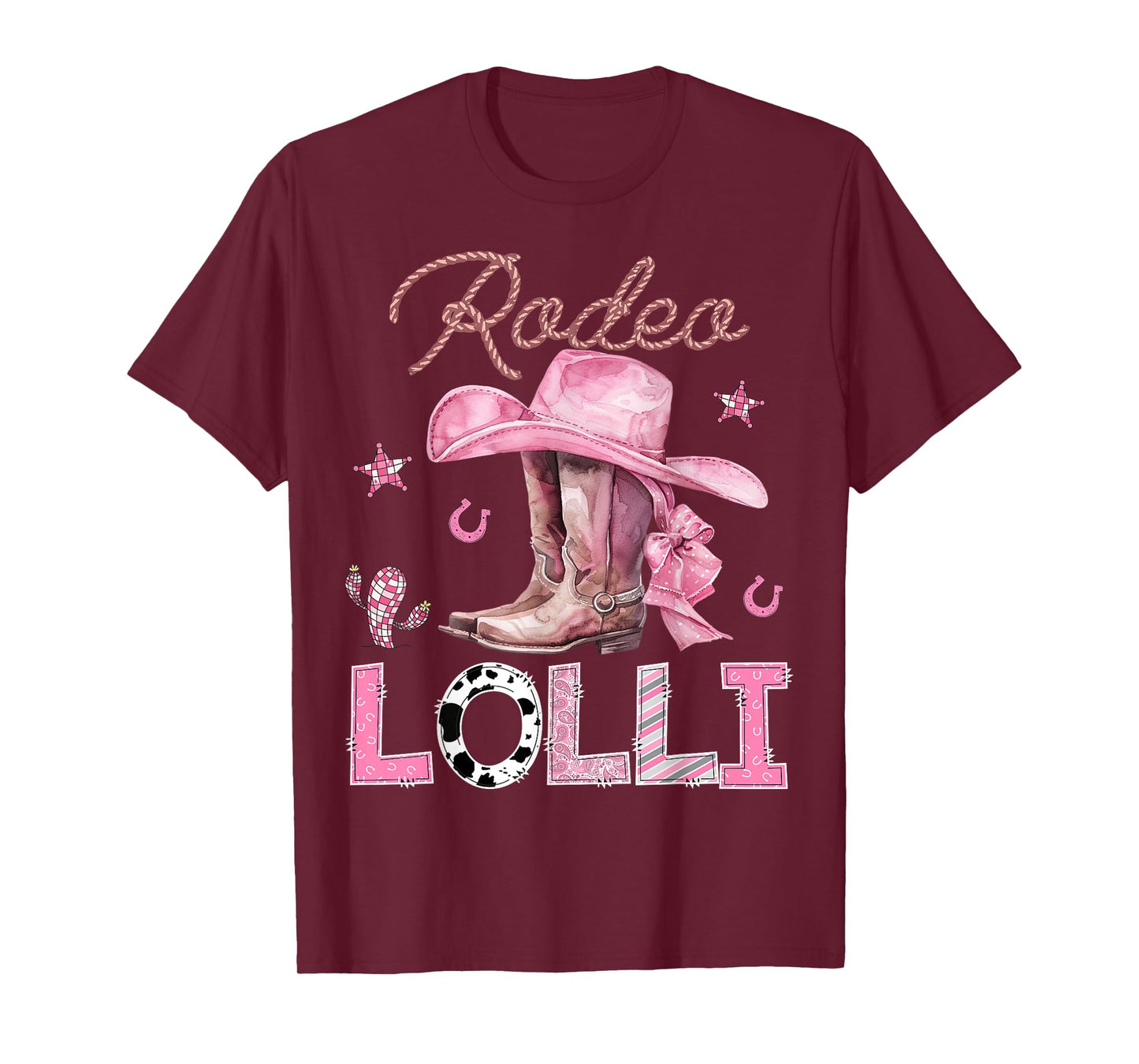Rodeo Lolli Pink Boots Coquette CowGirl Birthday Party T-Shirt
