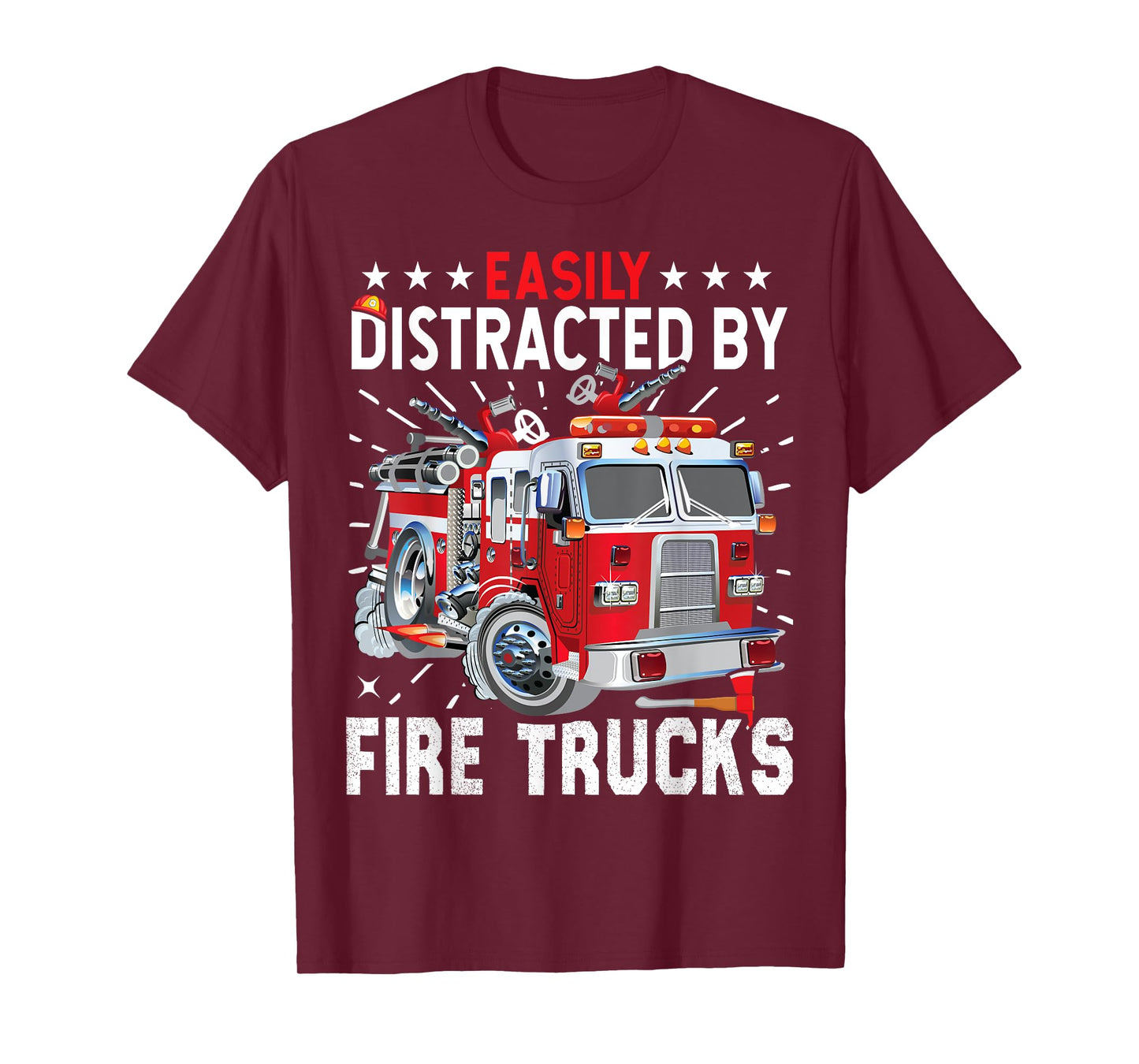 Firefighters Easily Distracted by Fire Trucks Men Boys Kids T-Shirt