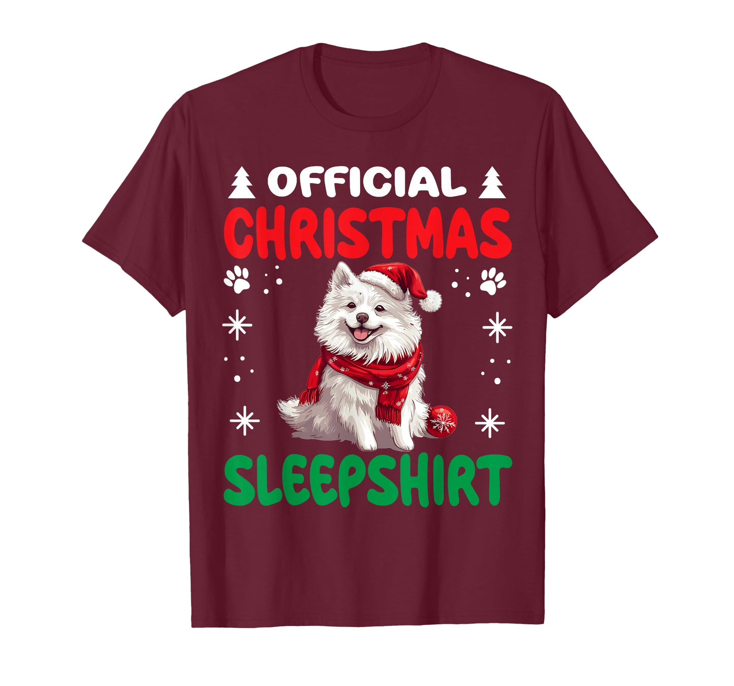 American Eskimo Dog Christmas Pajama Official Christmas T-Shirt