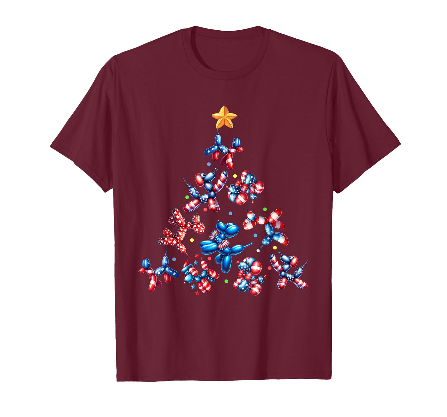 American Flag Dog Christmas Tree Animals Balloon Lover Men T-Shirt