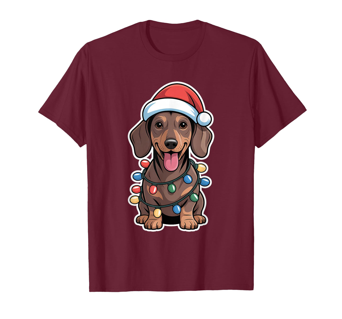 Dachshund Wrapped in Christmas Lights T-Shirt