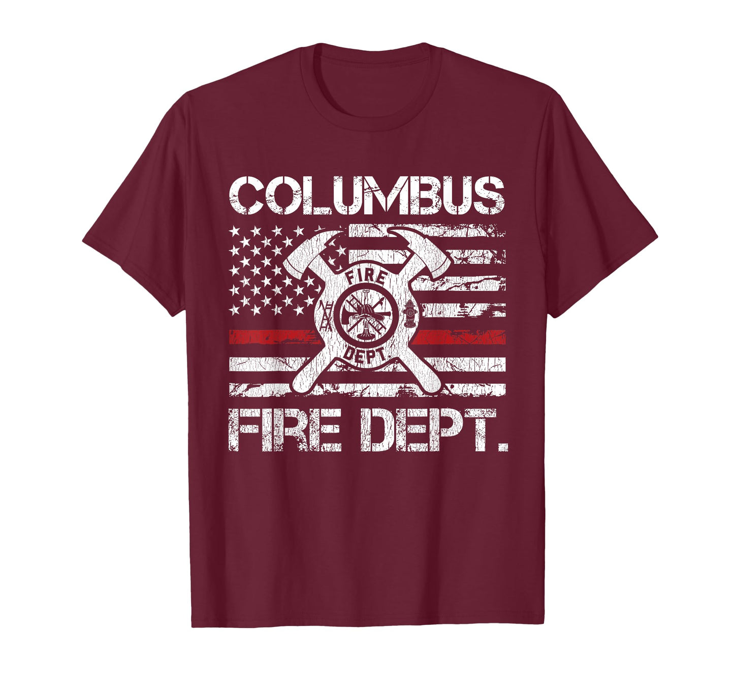 Columbus Ohio Fire Department Thin Red Line Logo T-Shirt
