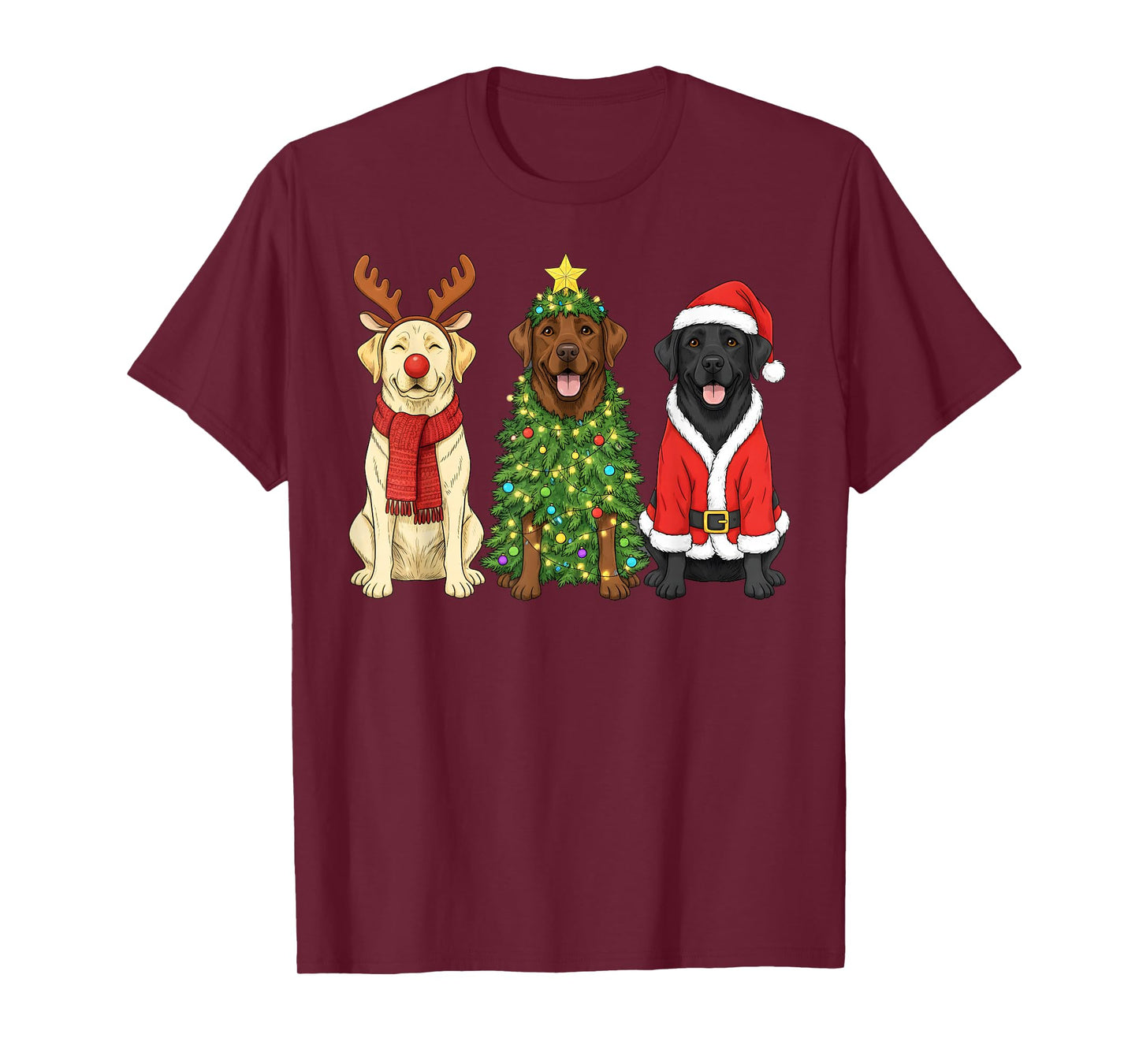 Retro Christmas Labrador Retriever Santa Reindeer Dog Lover T-Shirt