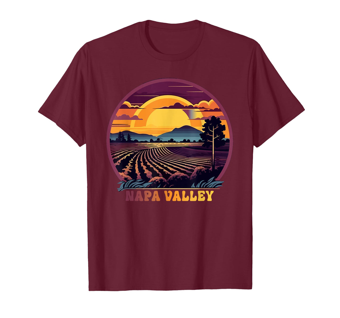 Napa Valley Vineyard Winery Vintage Retro Sunset Souvenir T-Shirt