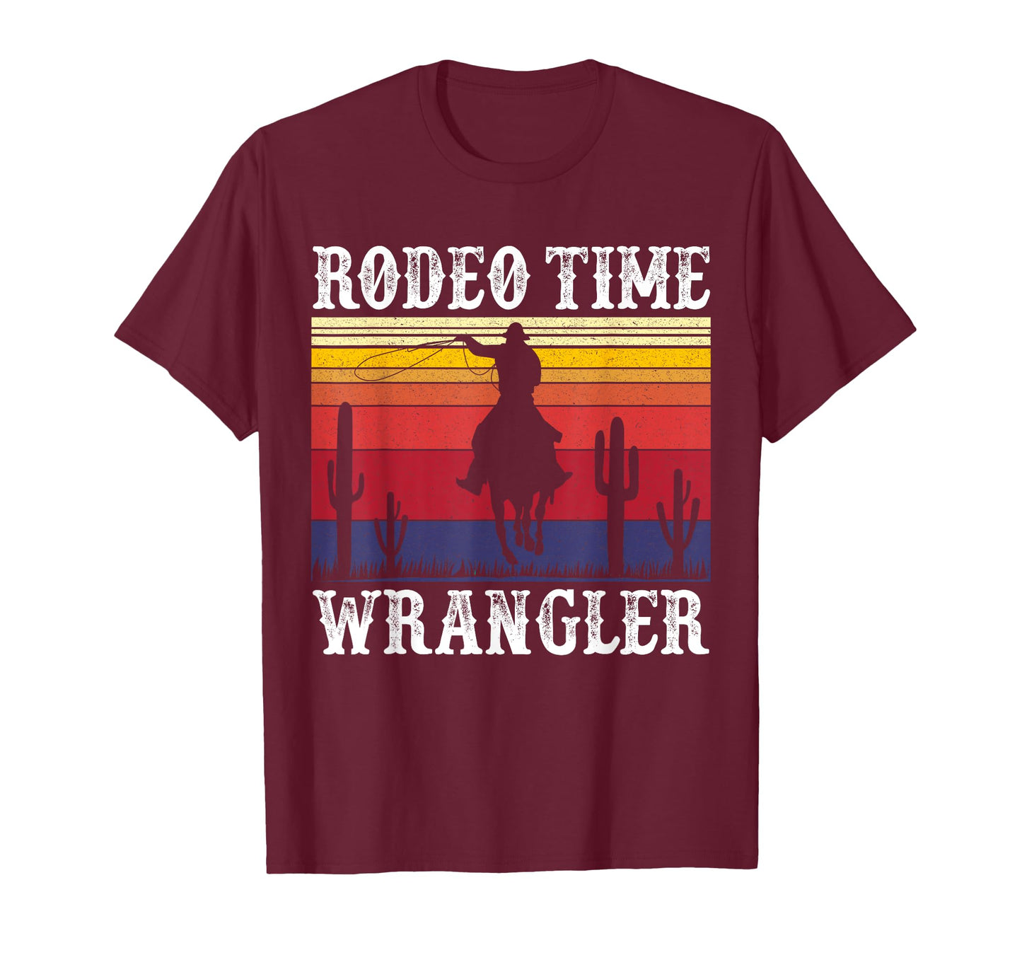 Rodeo Time Cowboy Lasso Wranglers Horse Retro Vintage Sunset T-Shirt