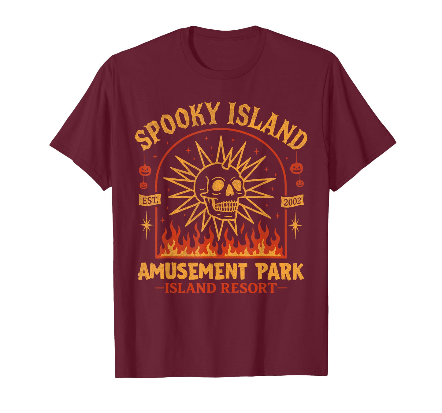 Spooky Island Est 2002 Amusement Park Skull Halloween T-Shirt