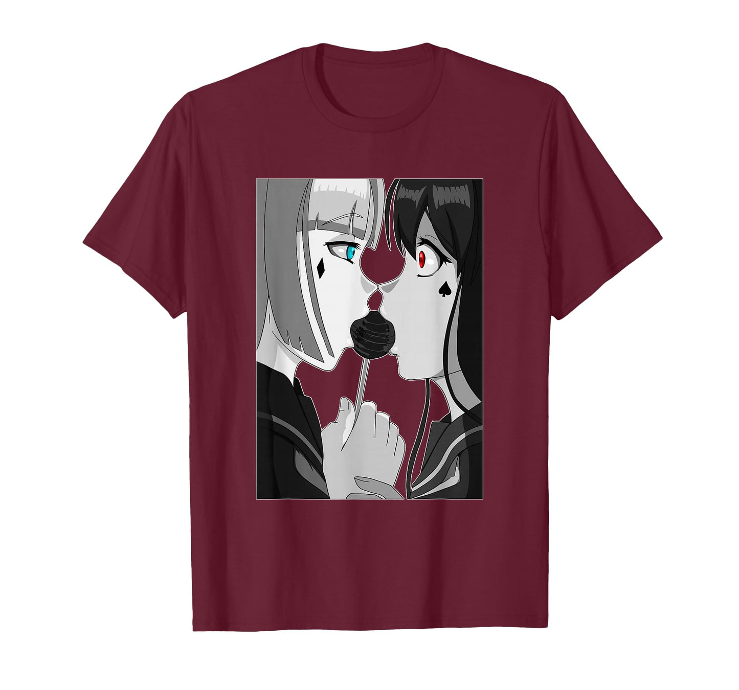 Sweet Lollipop Kiss Anime & Manga Emo Girls Yuri Couple T-Shirt