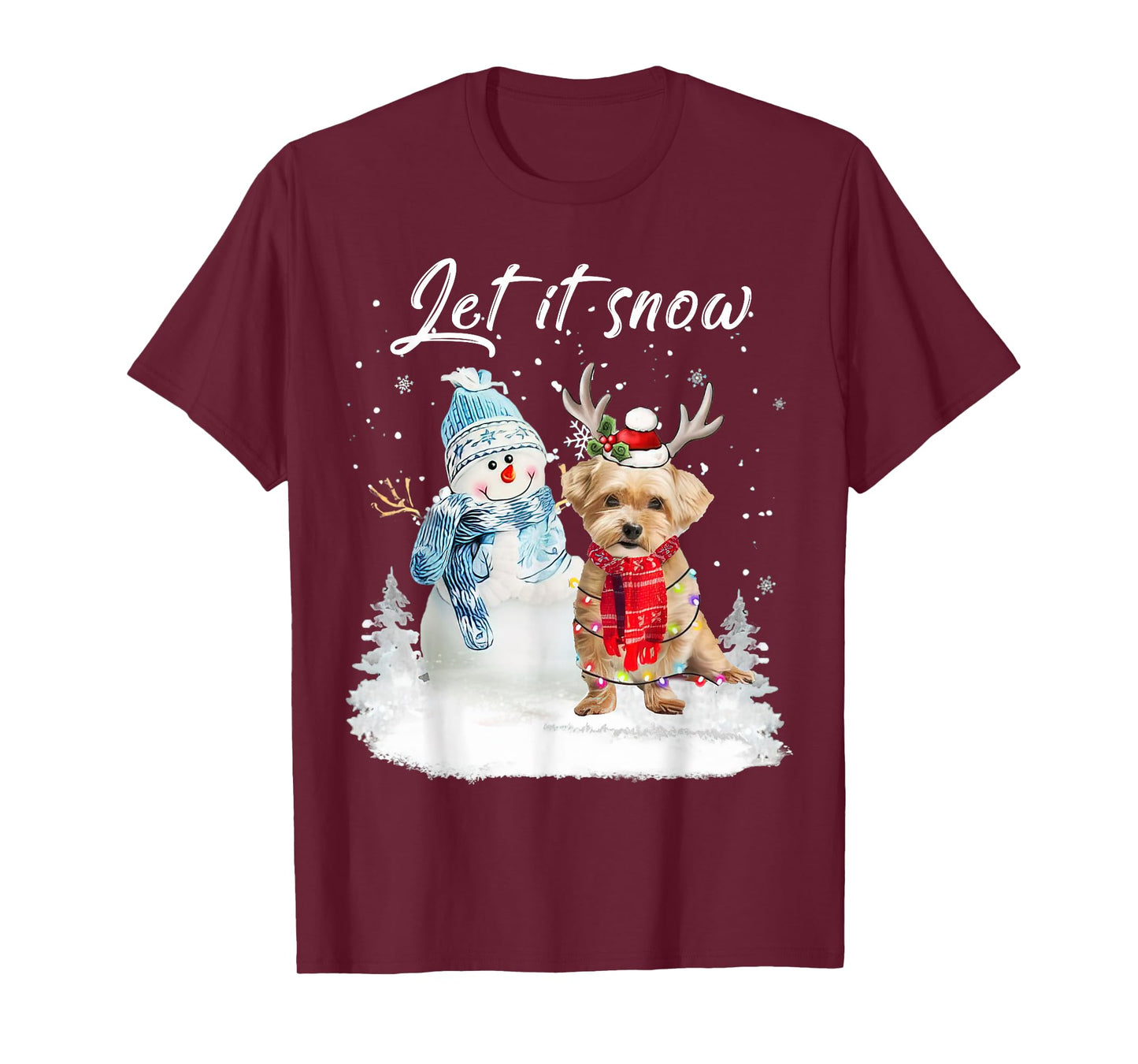 Shorkie Santa Dog Christmas Snowman Xmas Pajama T-Shirt