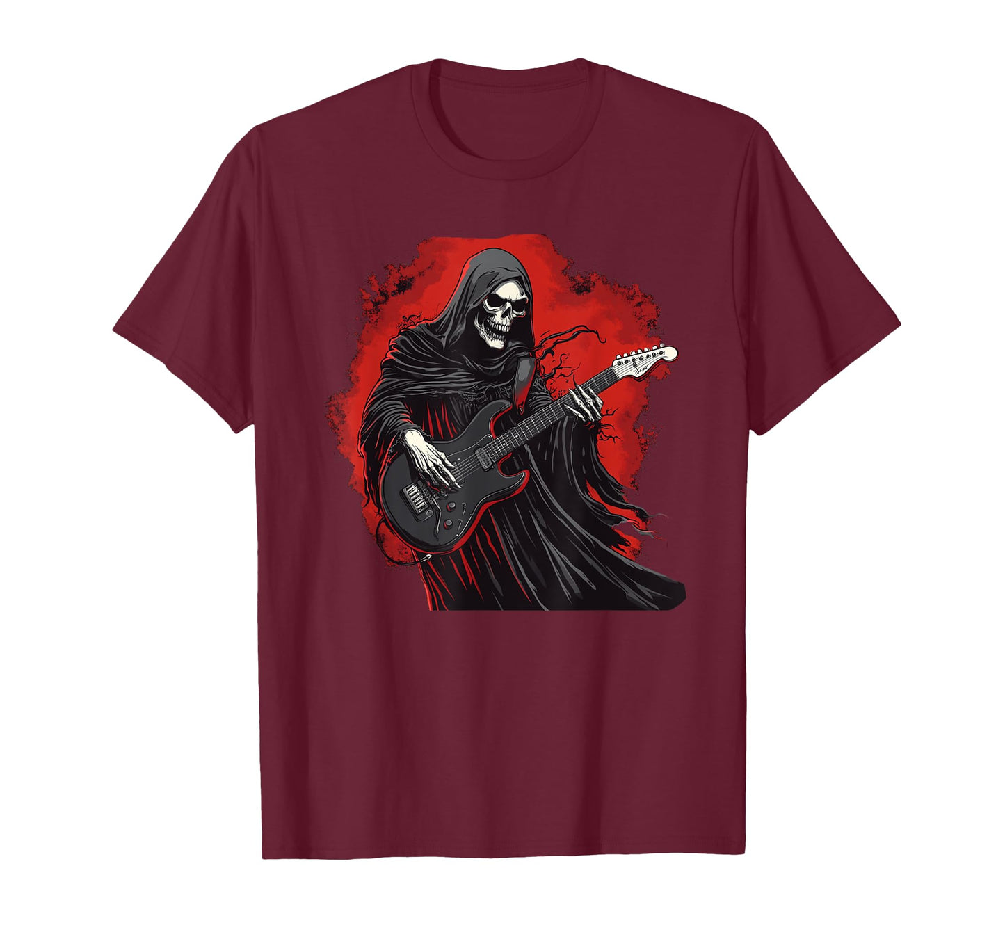Funny Grim Reaper Costume with electric Guitar Outfit T-Shirt