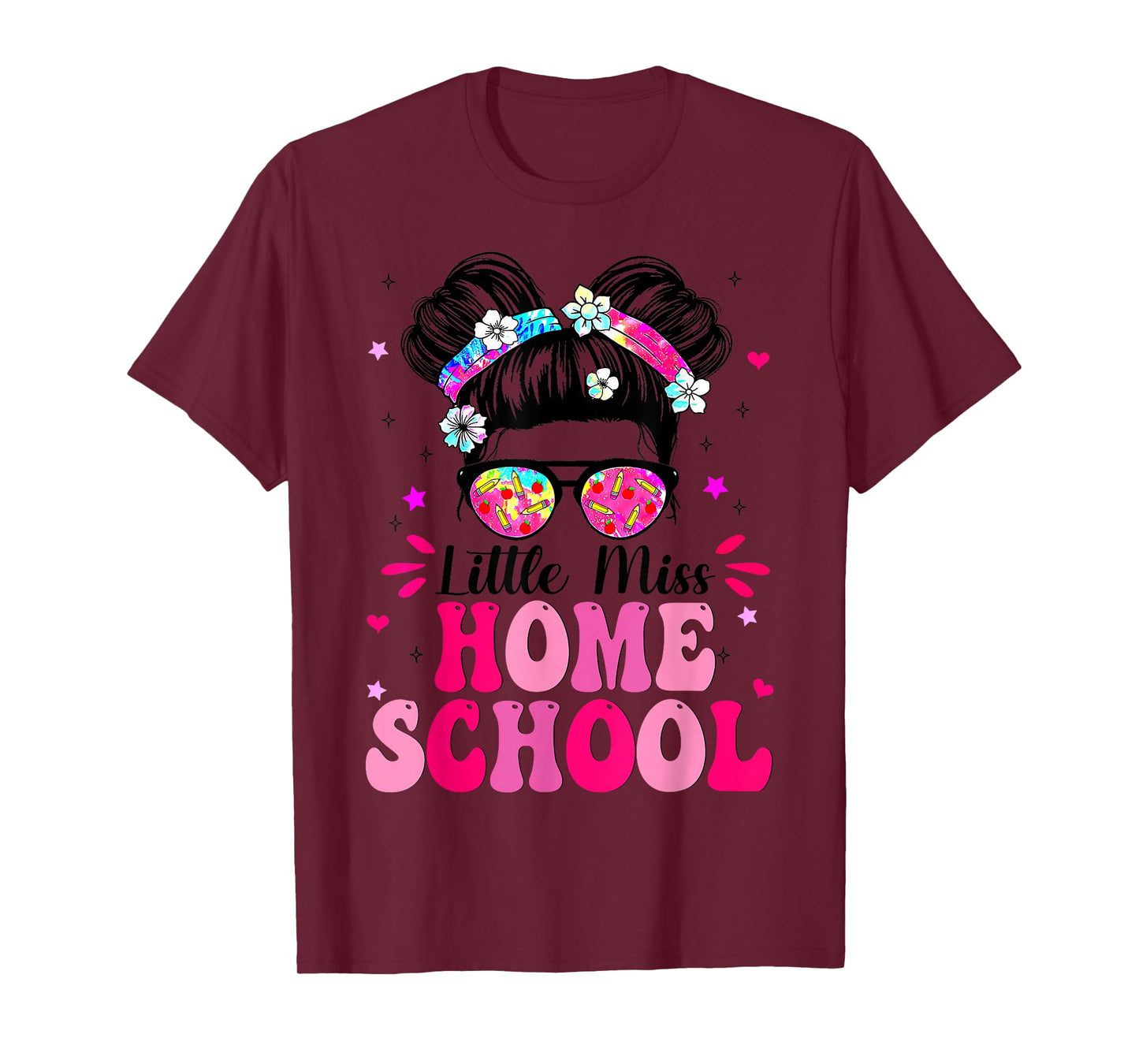 Kids Groovy Messy Bun Homeschool First Day Girls Toddlers T-Shirt