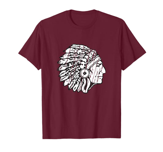 Indian Chief Mascot Headdress Distressed T-Shirt T-Shirt