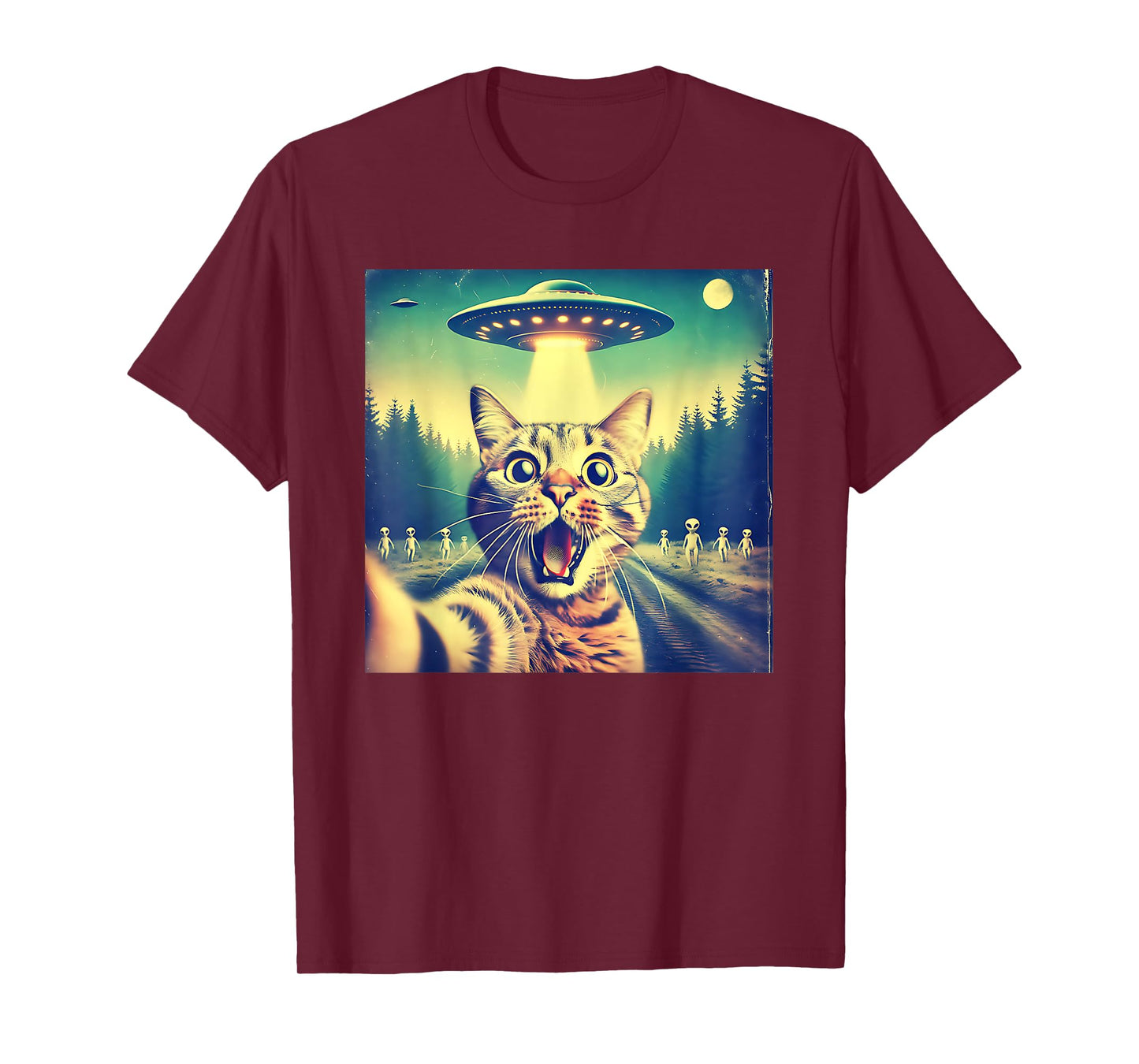 Cat Selfie With Aliens UFO Tee Funny Cat Men Women Gifts T-Shirt