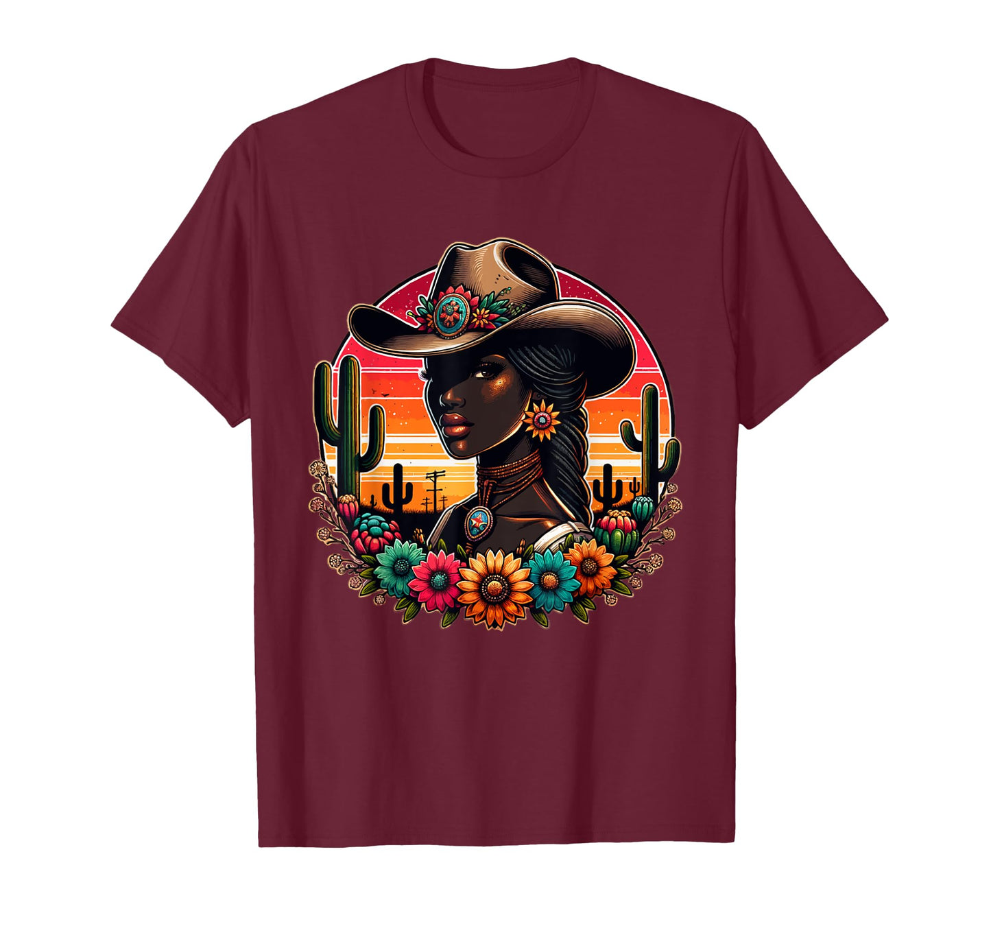 Black Cowgirl Western Rodeo Melanin Texas Woman Girl country T-Shirt