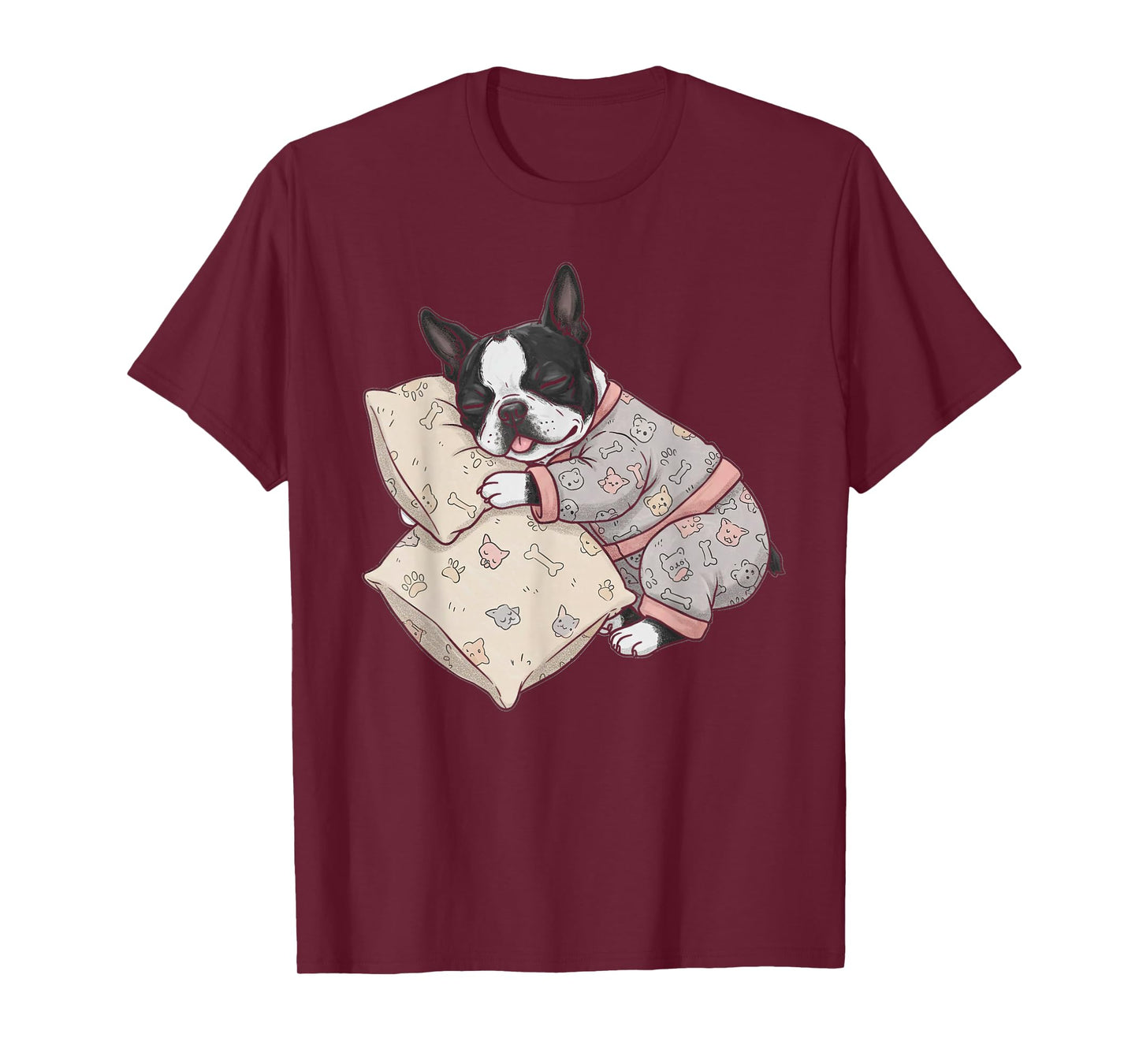 Funny Sleepy Boston Terrier Pajama Men Women Kids T-Shirt