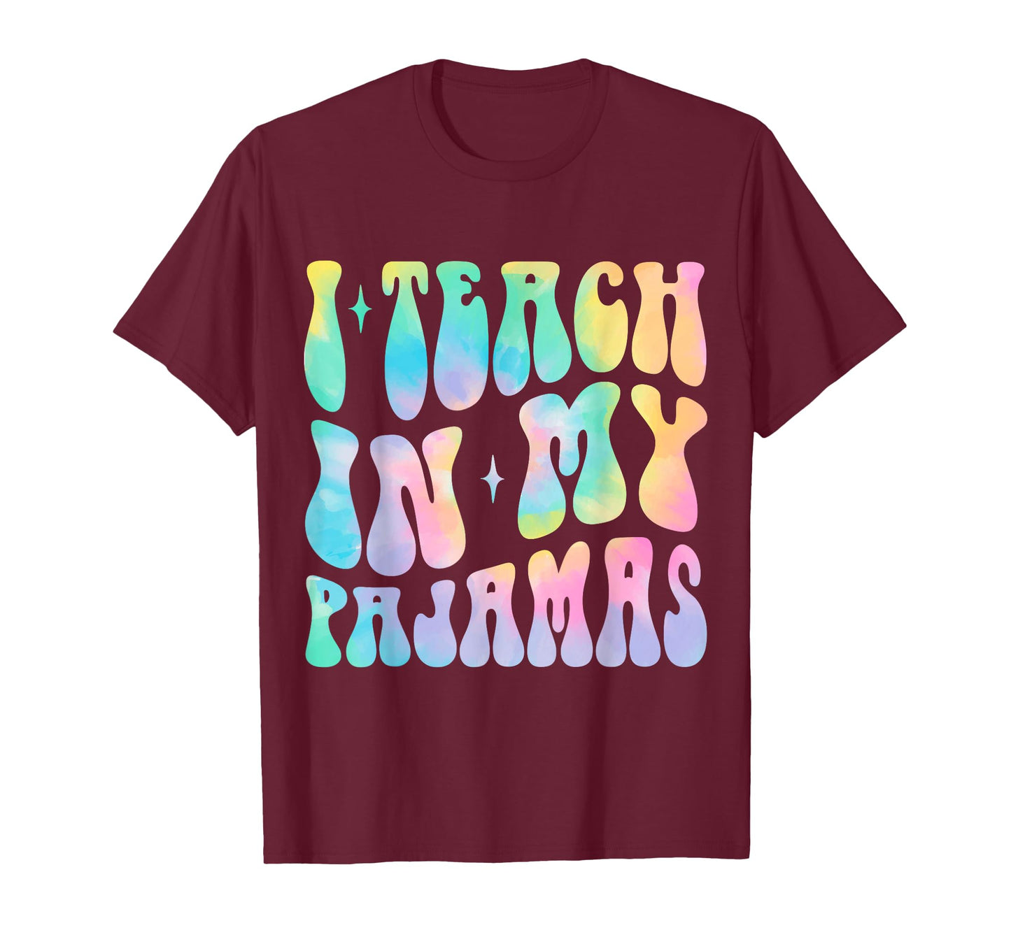 Funny Homeschool Mom Design | I Teach in My Pajamas Groovy T-Shirt