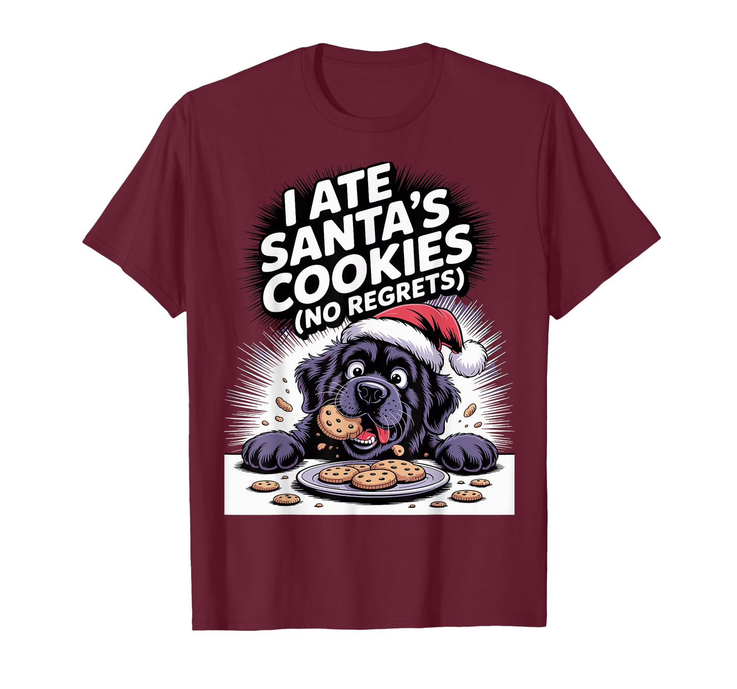 I Ate Santas Cookies Xmas Puppy Funny Christmas Newfoundland T-Shirt