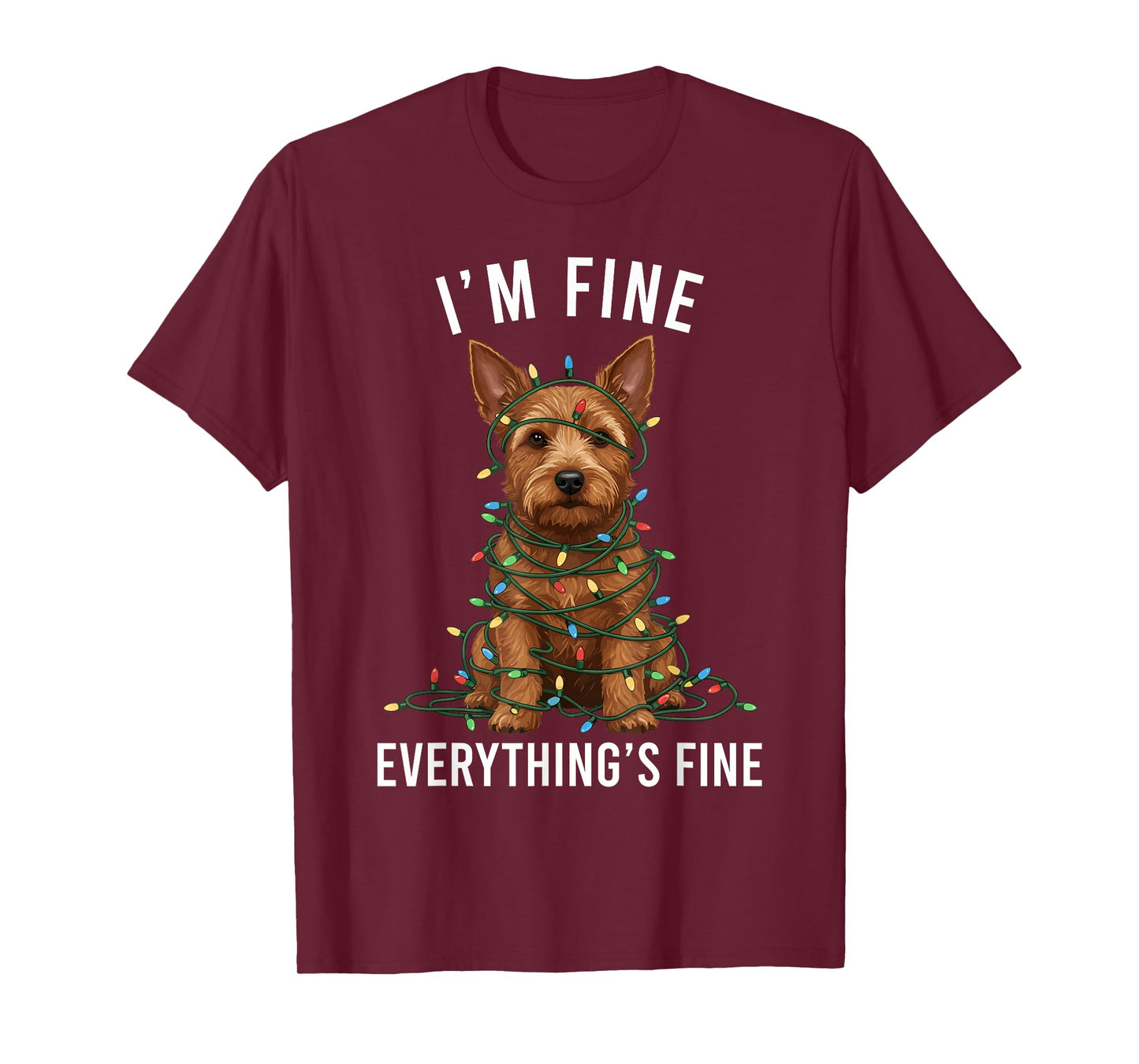 Norwich Terrier Christmas I'm Fine Everything is Fine T-Shirt